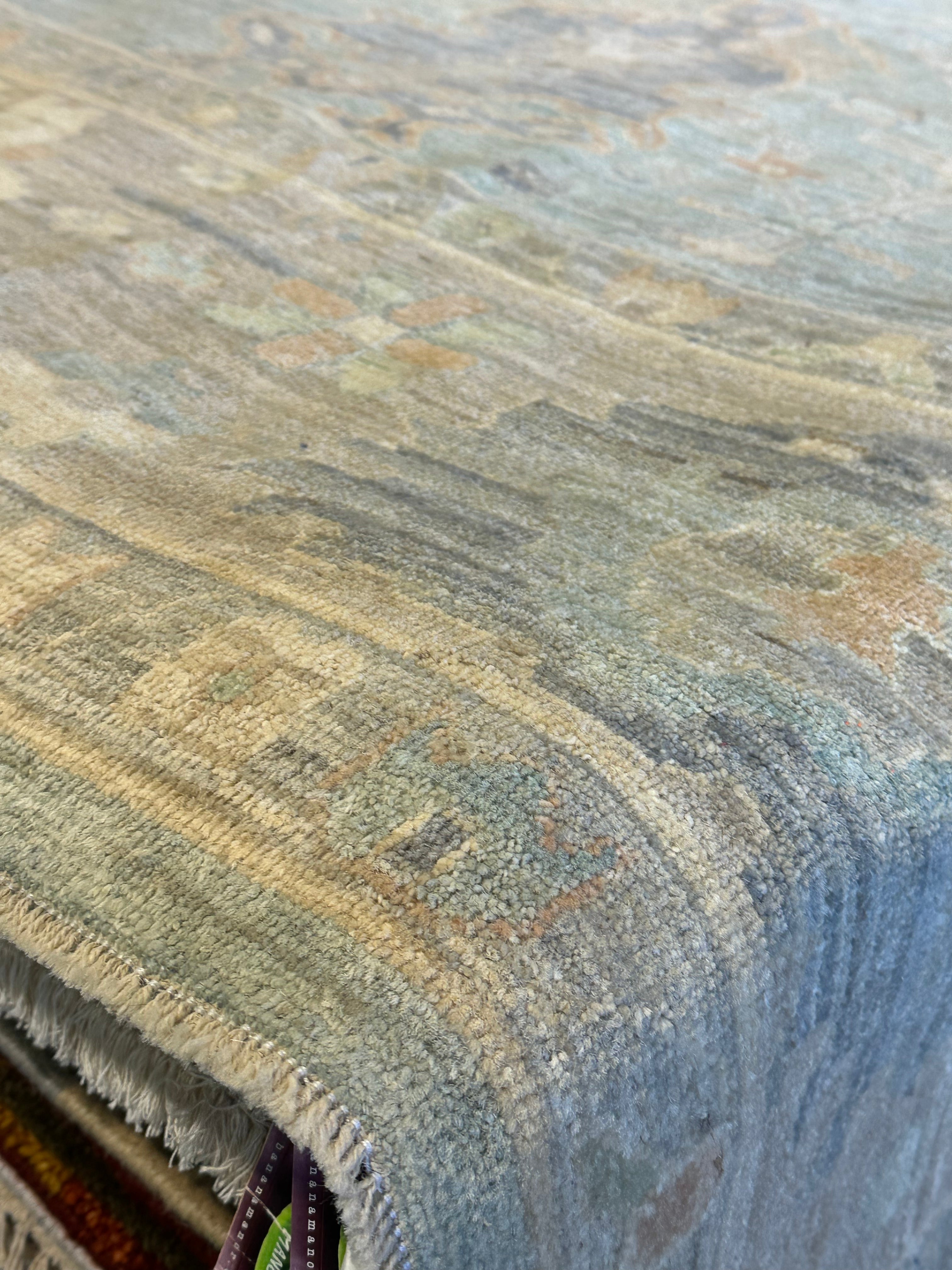 Kenzie 12.11x17.8 Blue Whitewashed Afghani Oushak Rug