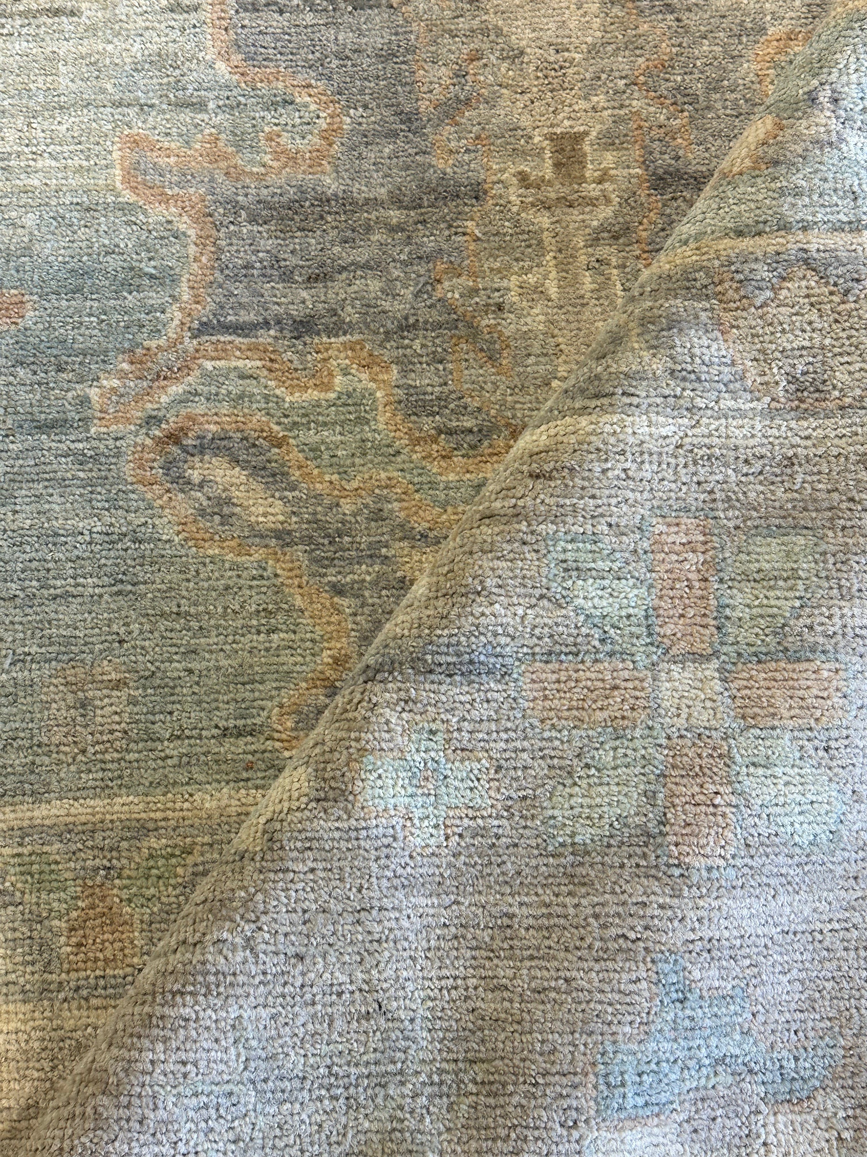 Kenzie 12.11x17.8 Blue Whitewashed Afghani Oushak Rug