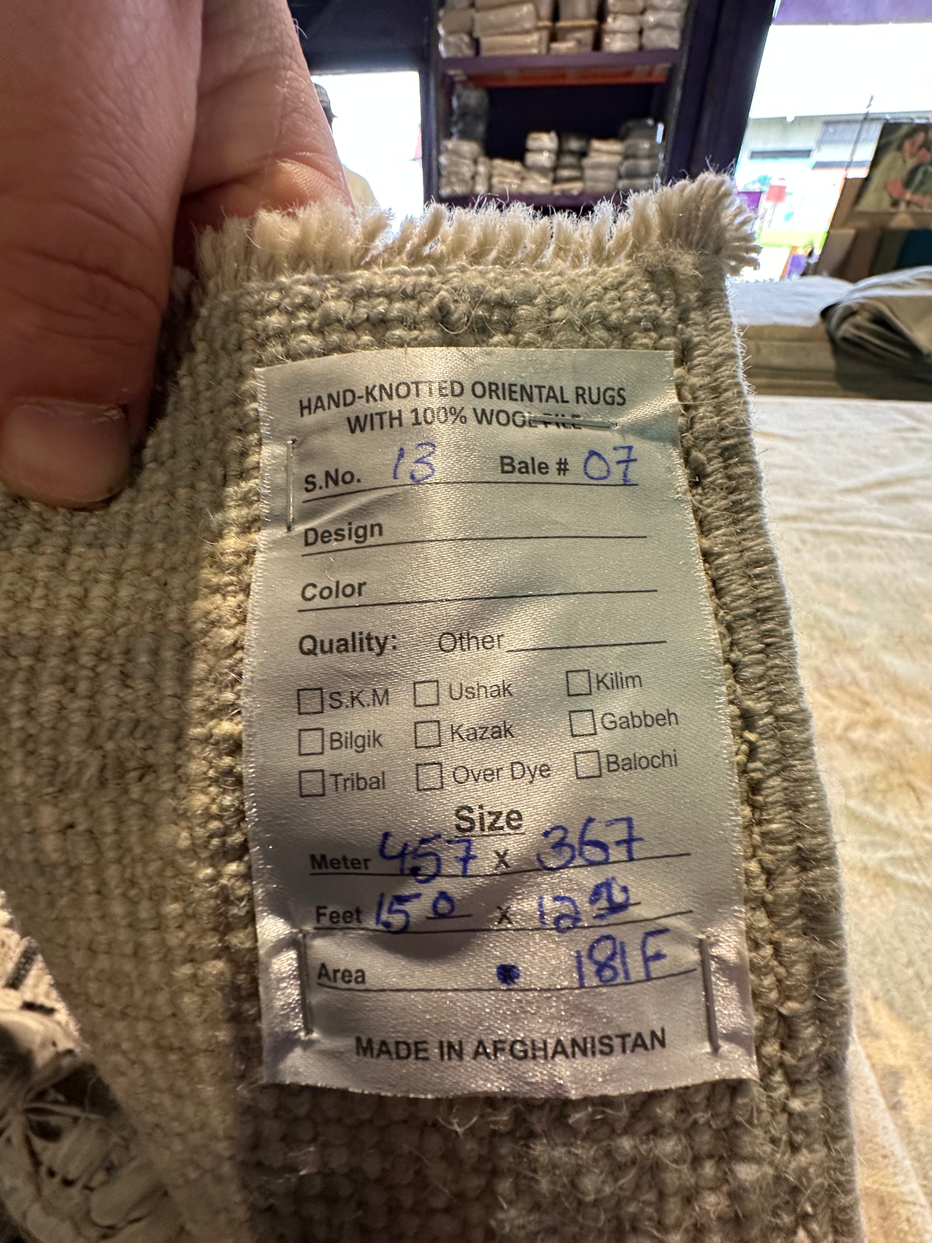 Bella Sanamo 12.1x15 Cream Afghani Whitewashed Oushak