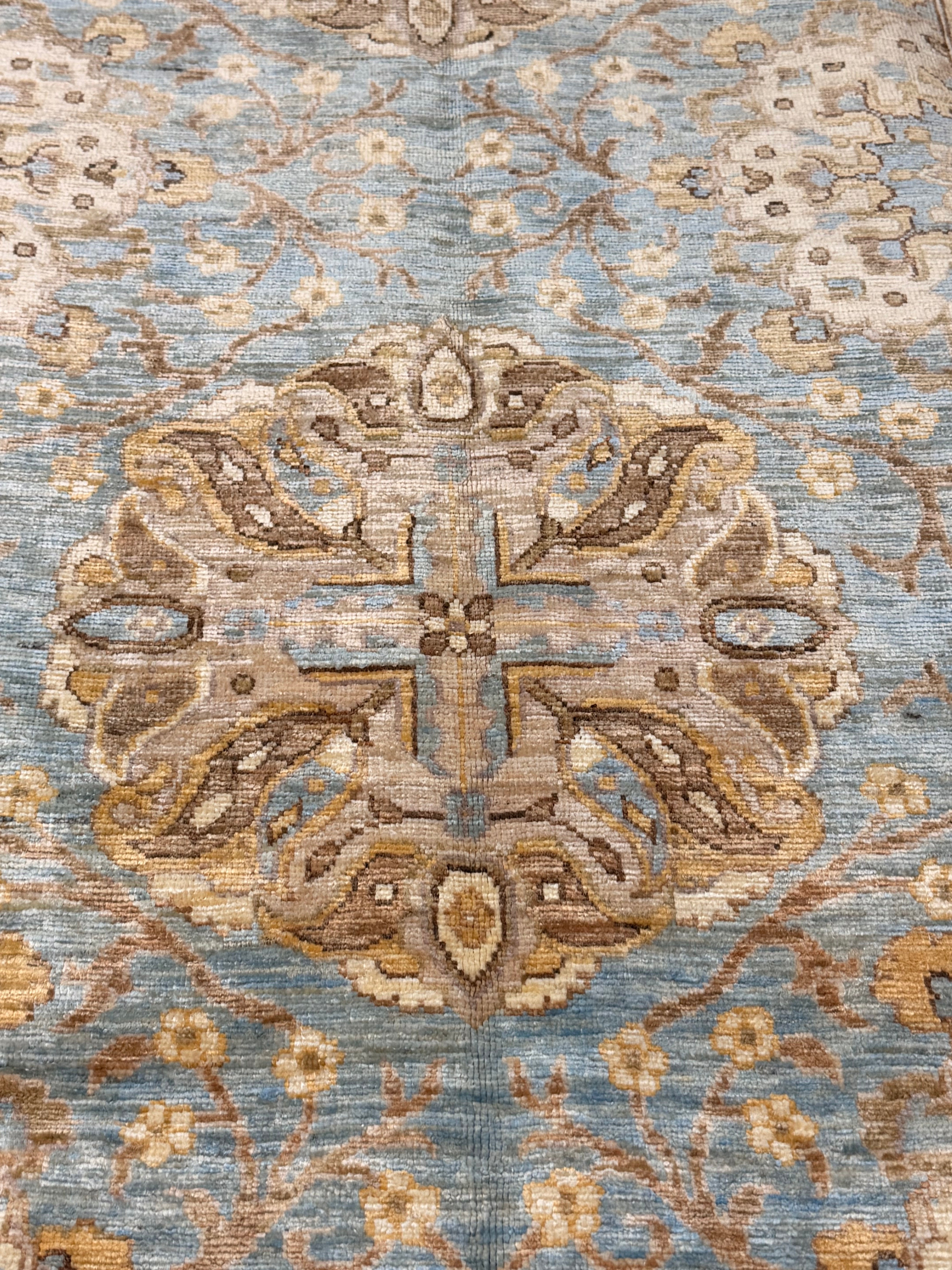 Carla Fisher 3.11x12.9 Blue and Yellow Afghani Ziegler Rug