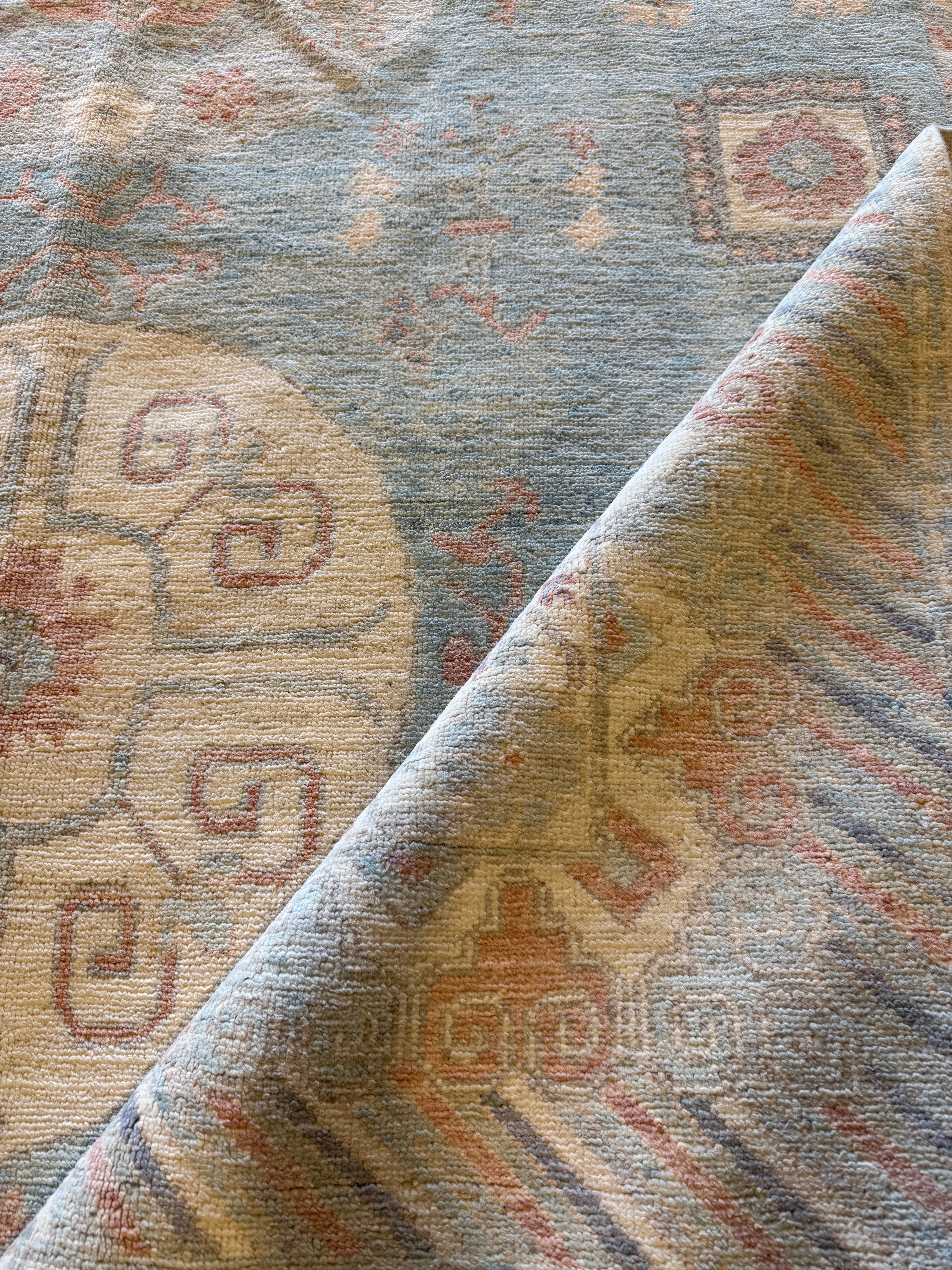 Kimberly Guerrero 7.10x10 Blue Afghani Whitewashed Oushak