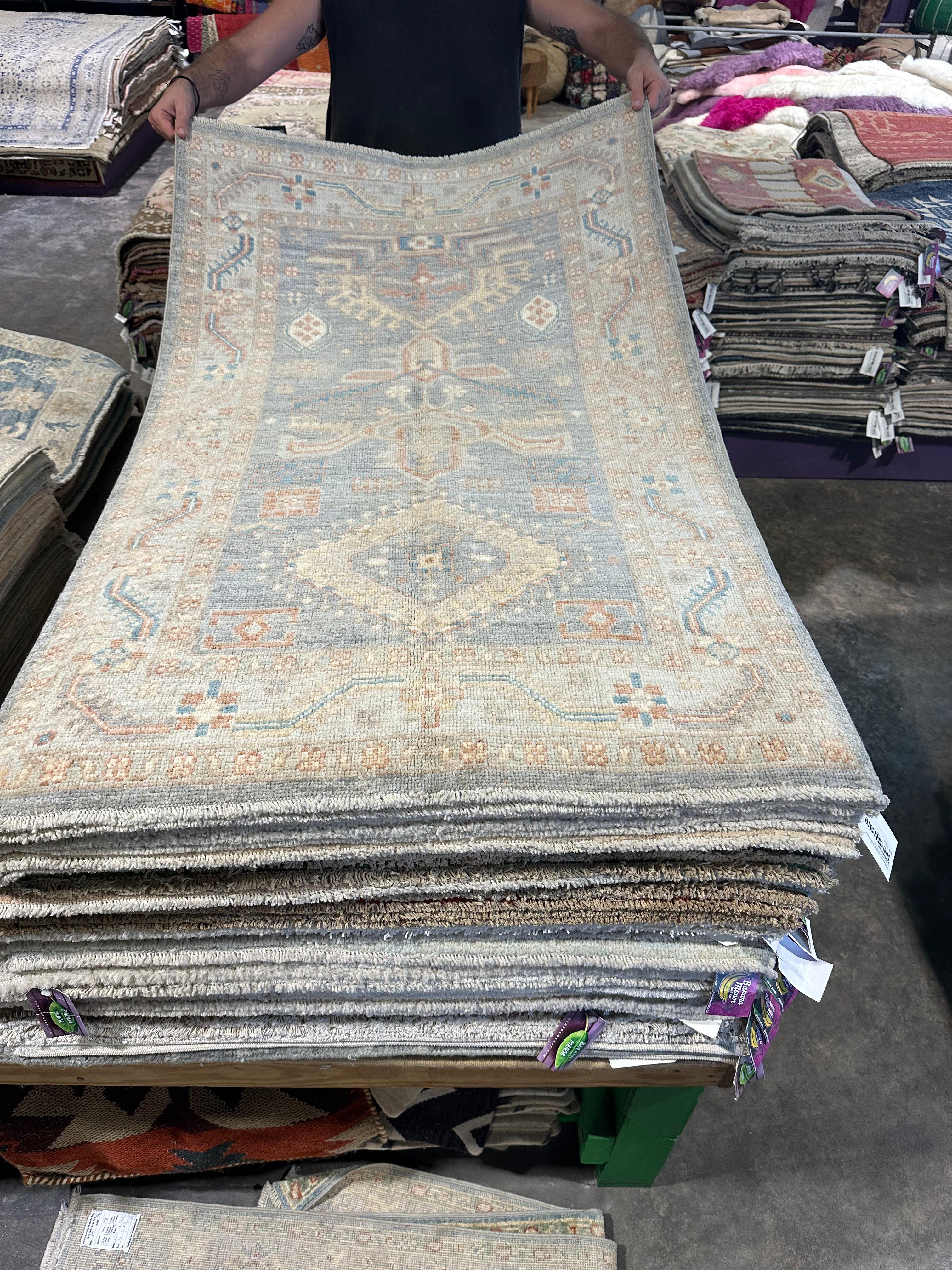Lia Chiarin 2.11x4.9 Afghani Whitewashed Oushak