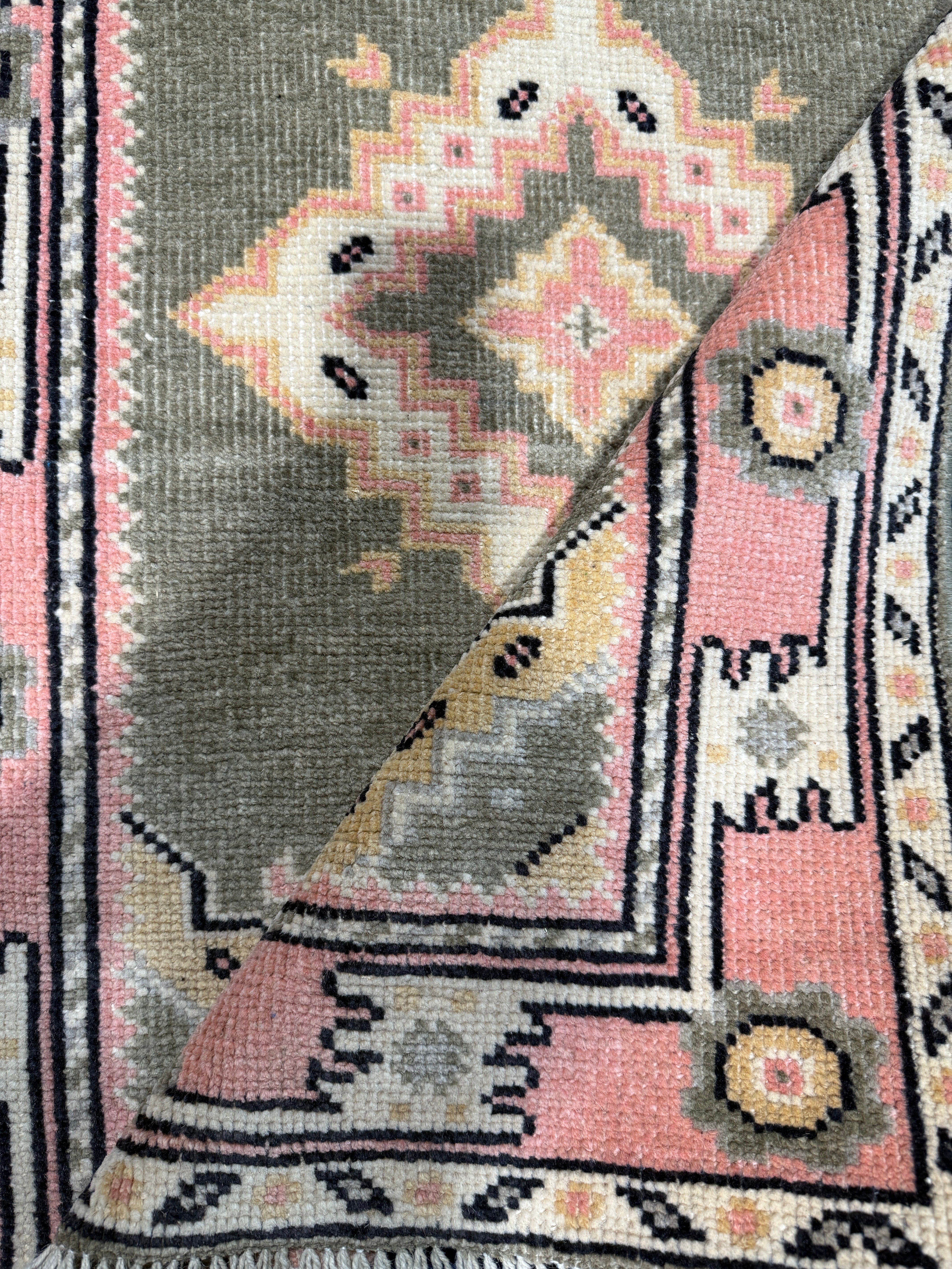 Huda Mustafa 2.9x7.1 Pink Afghani Oushak Runner