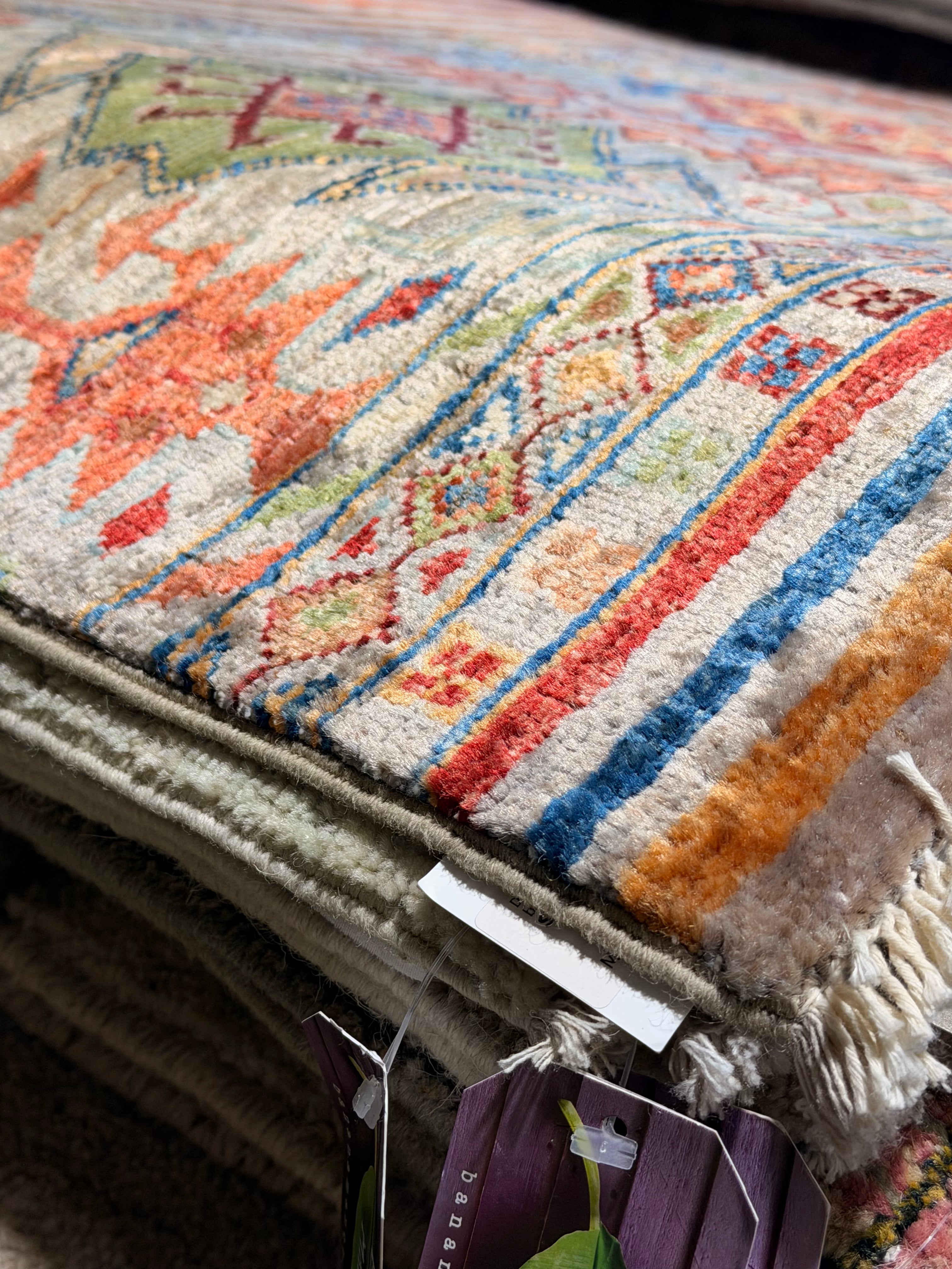 Sydni Michelle Perry 3.4x4.11 Silver/Grey Afghani Khorjin Rug