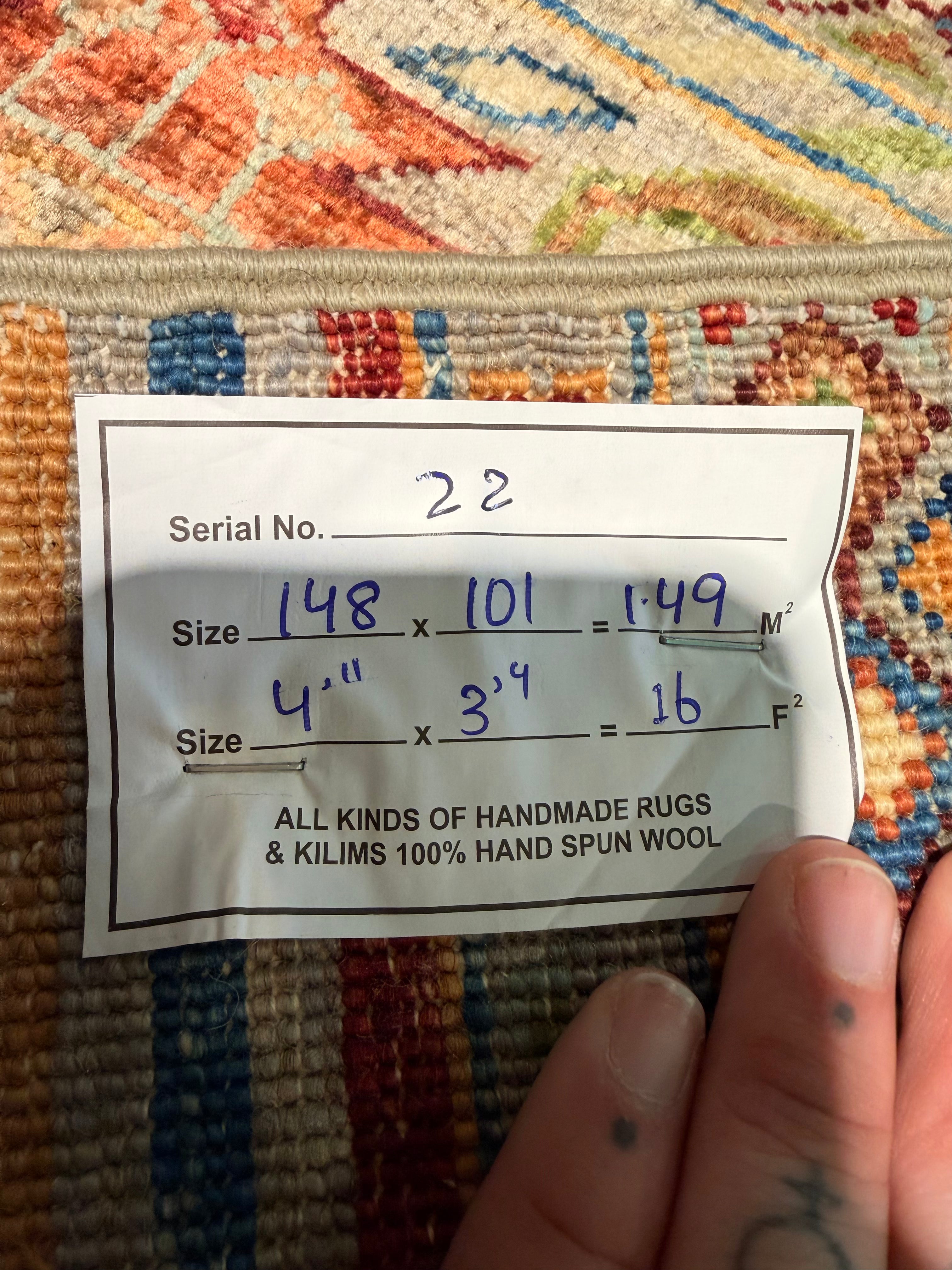 Sydni Michelle Perry 3.4x4.11 Silver/Grey Afghani Khorjin Rug