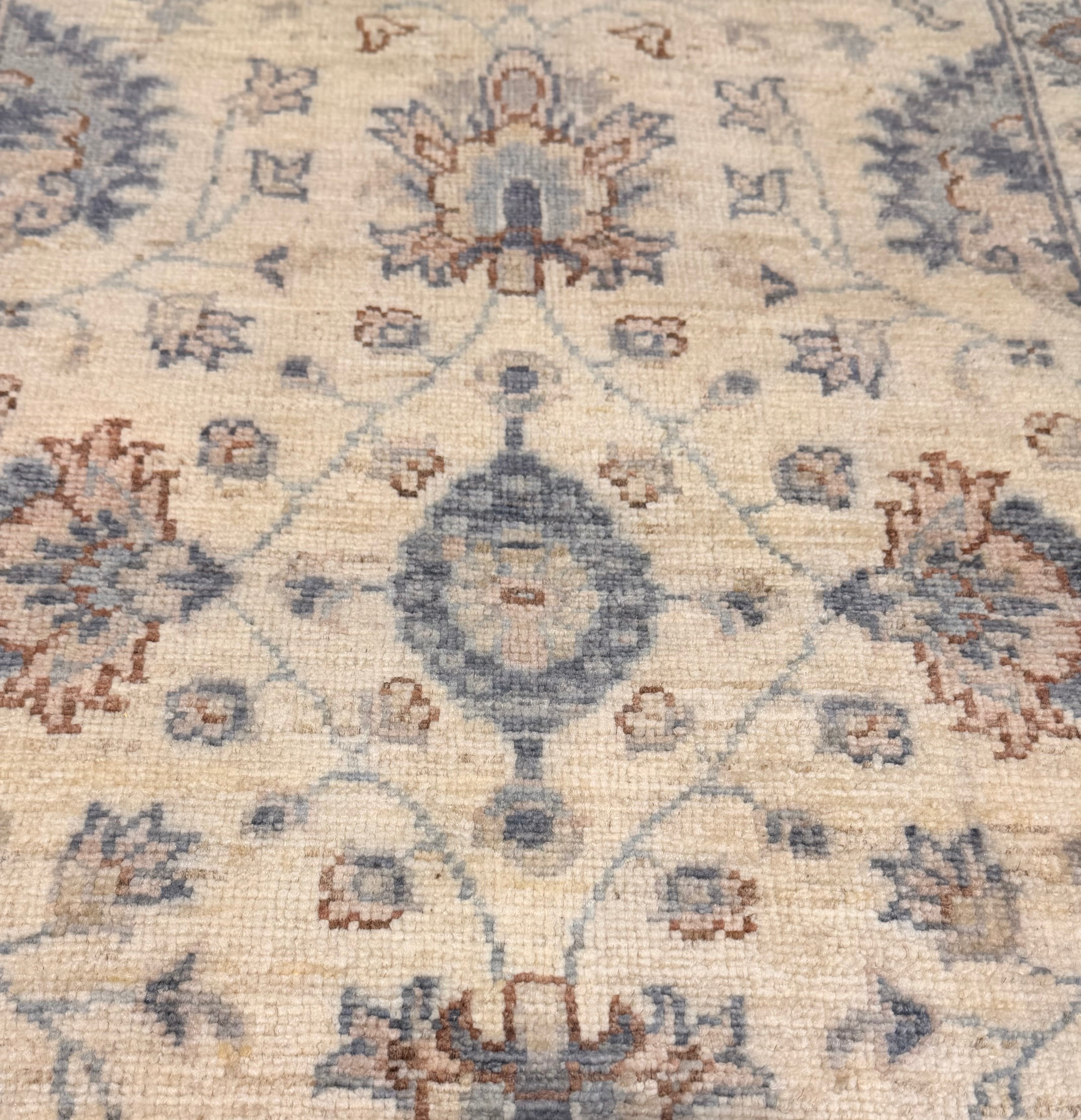 Tori Sampson 2.1x3.2 Cream and Blue Afghani Heriz Rug