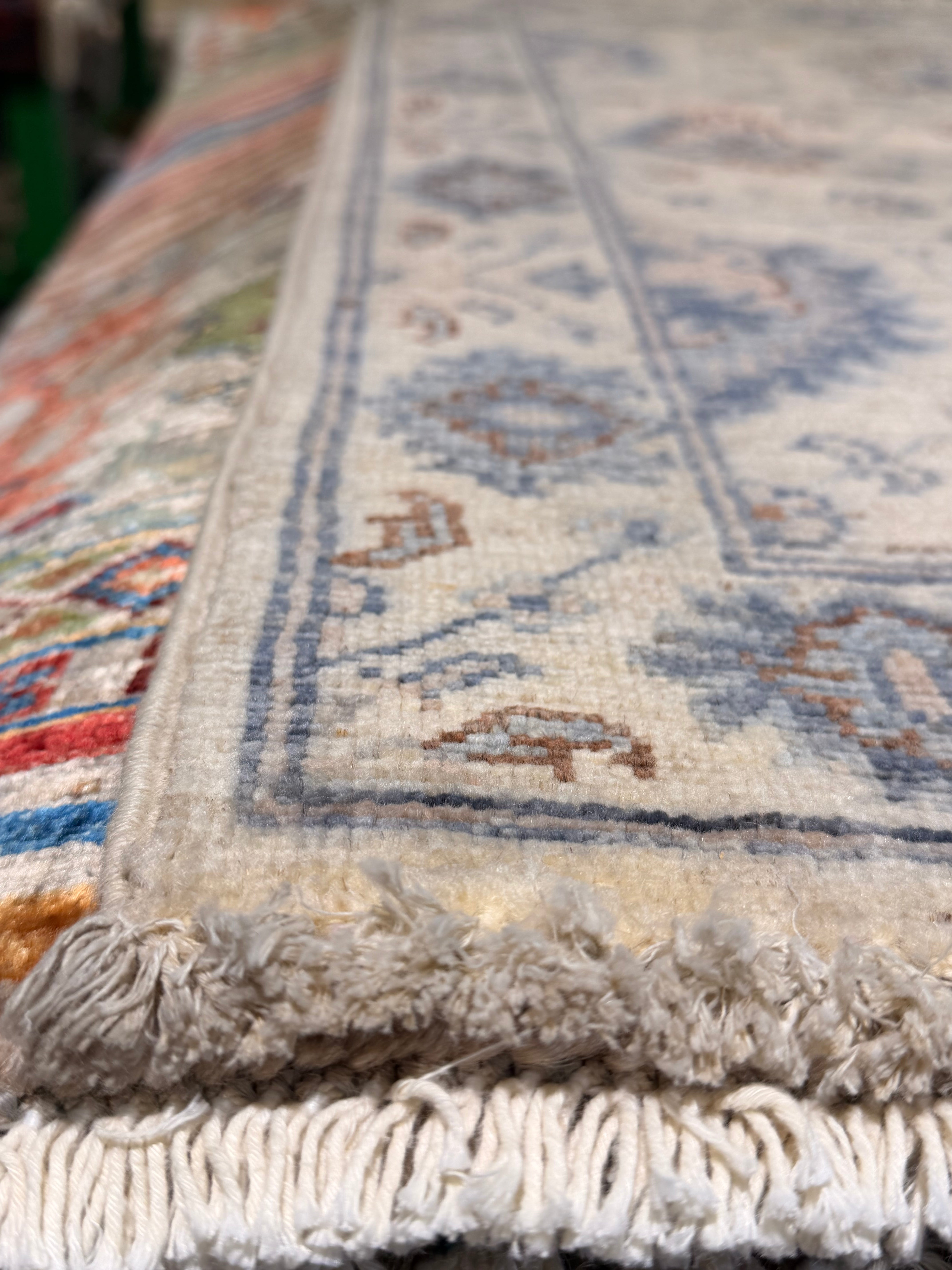 Tori Sampson 2.1x3.2 Cream and Blue Afghani Heriz Rug