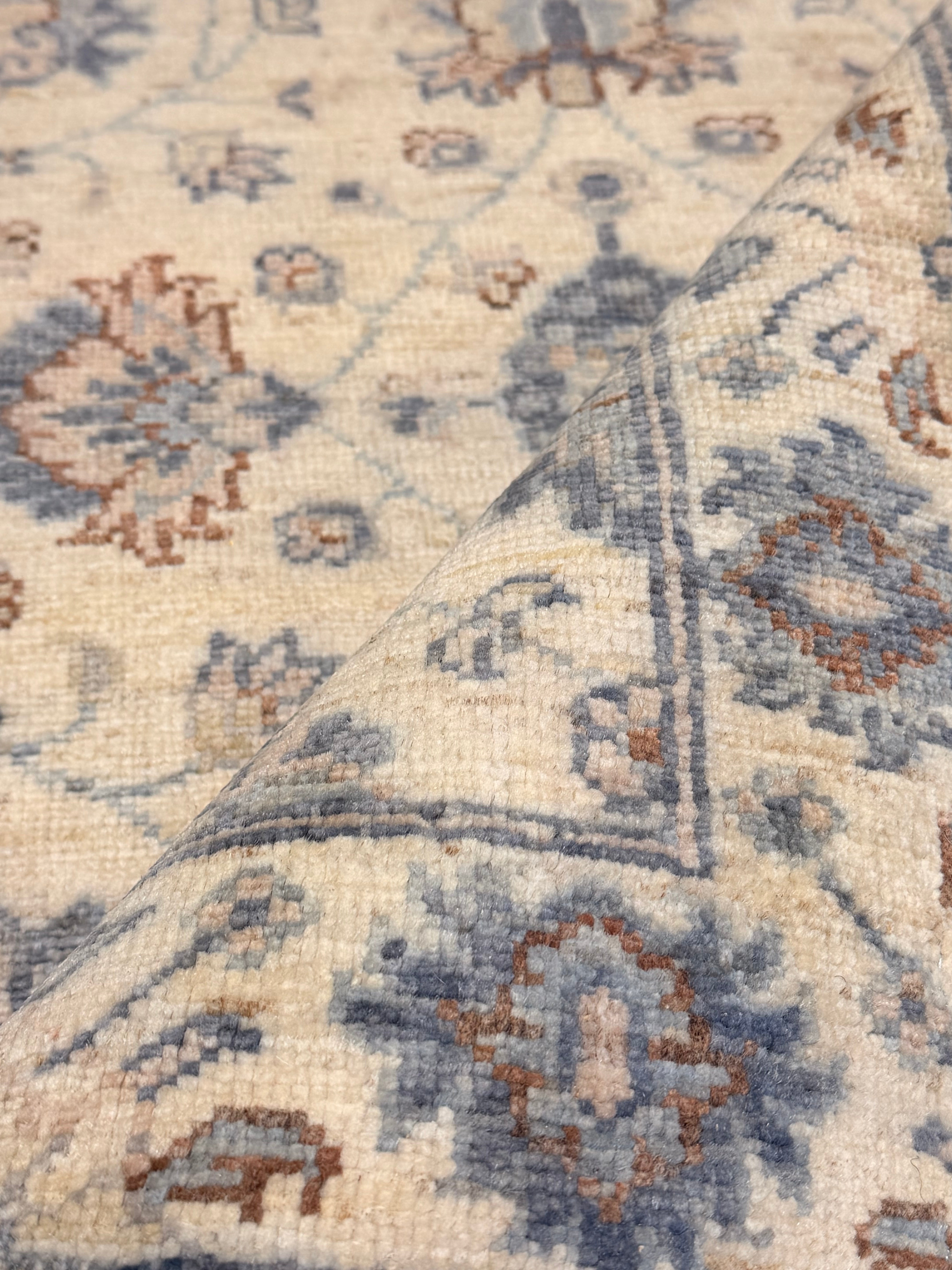 Tori Sampson 2.1x3.2 Cream and Blue Afghani Heriz Rug