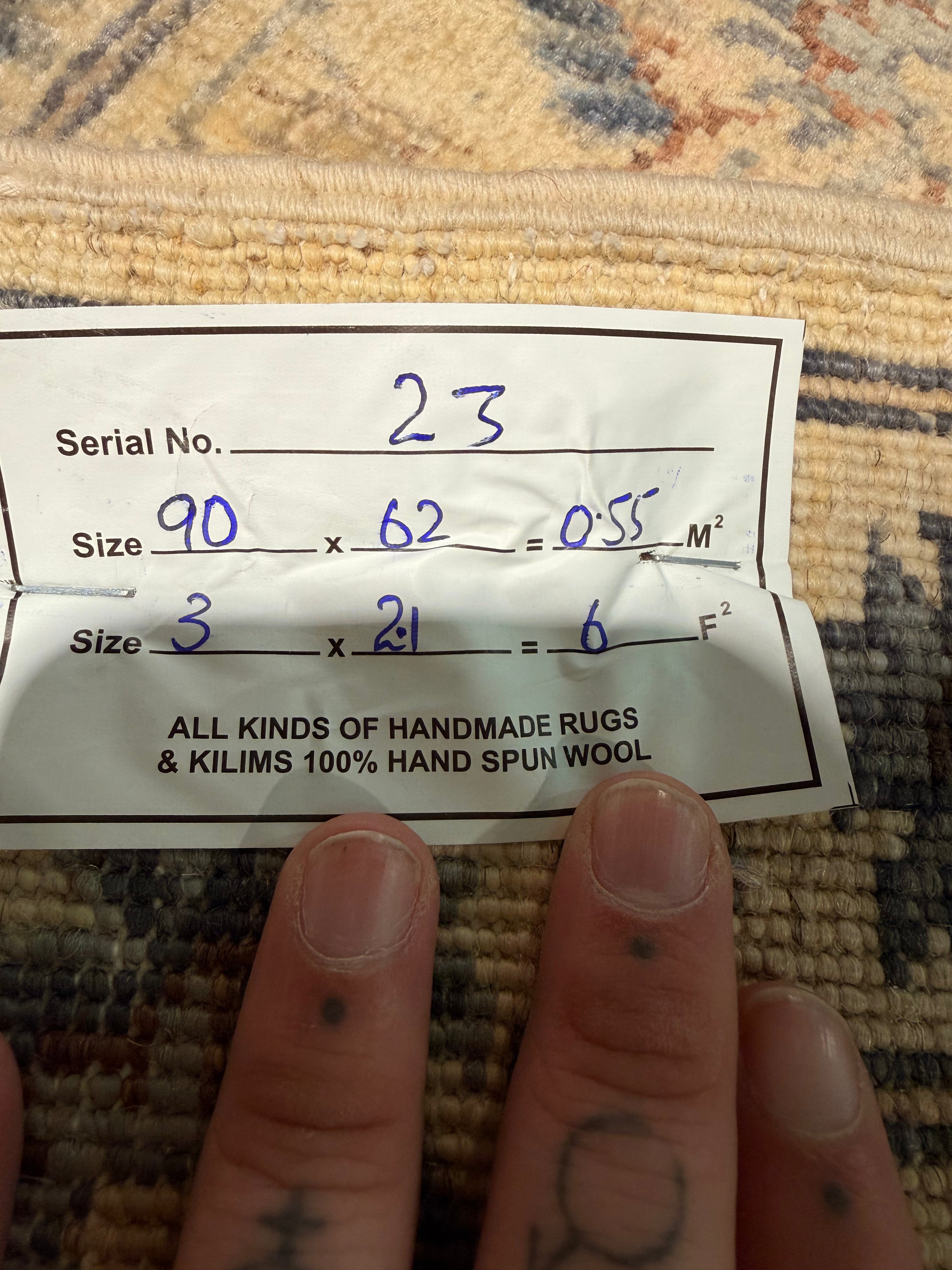 Tessa Thompson 2.1x3 Cream and Blue Afghani Heriz Rug