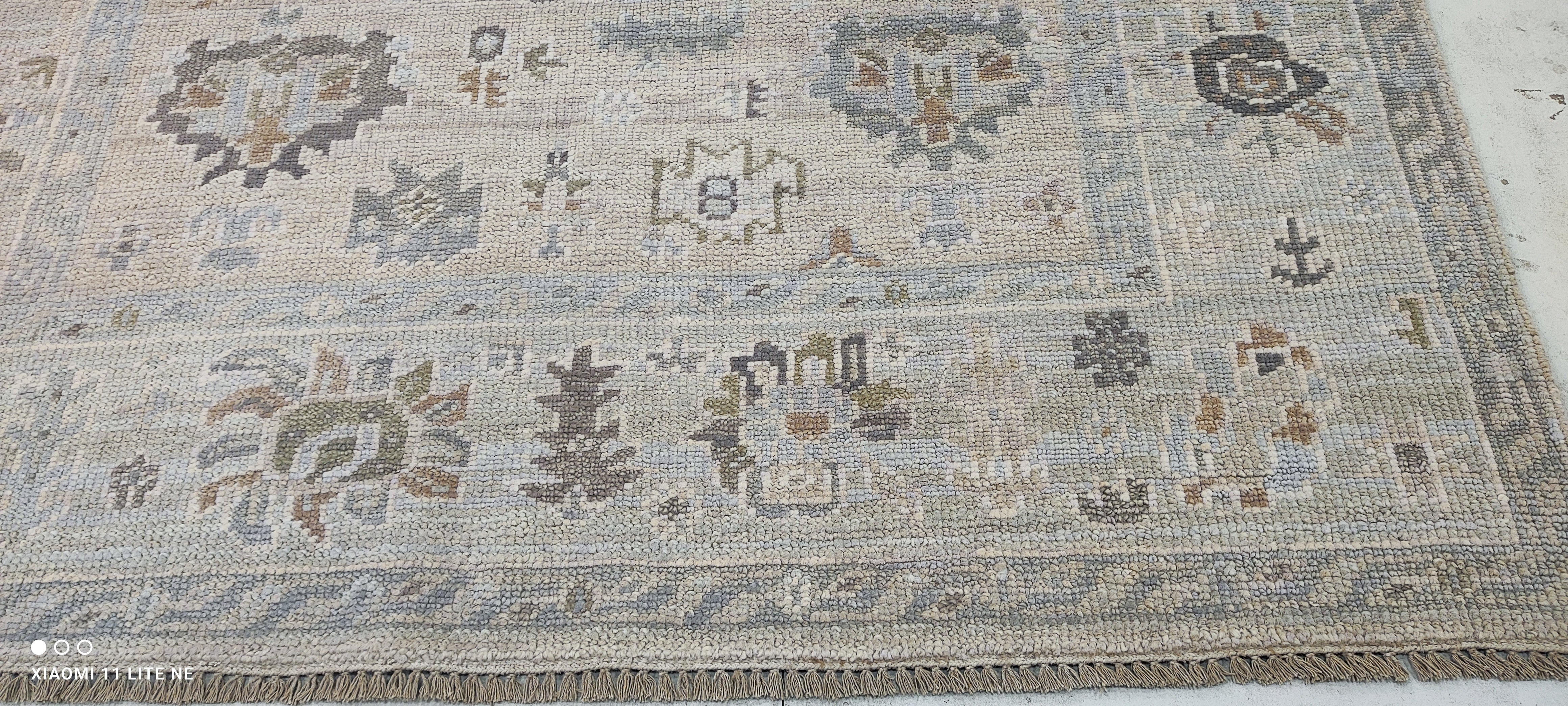 Kate McCallister 6x9 Beige and Blue Turkish Knot Oushak Rug