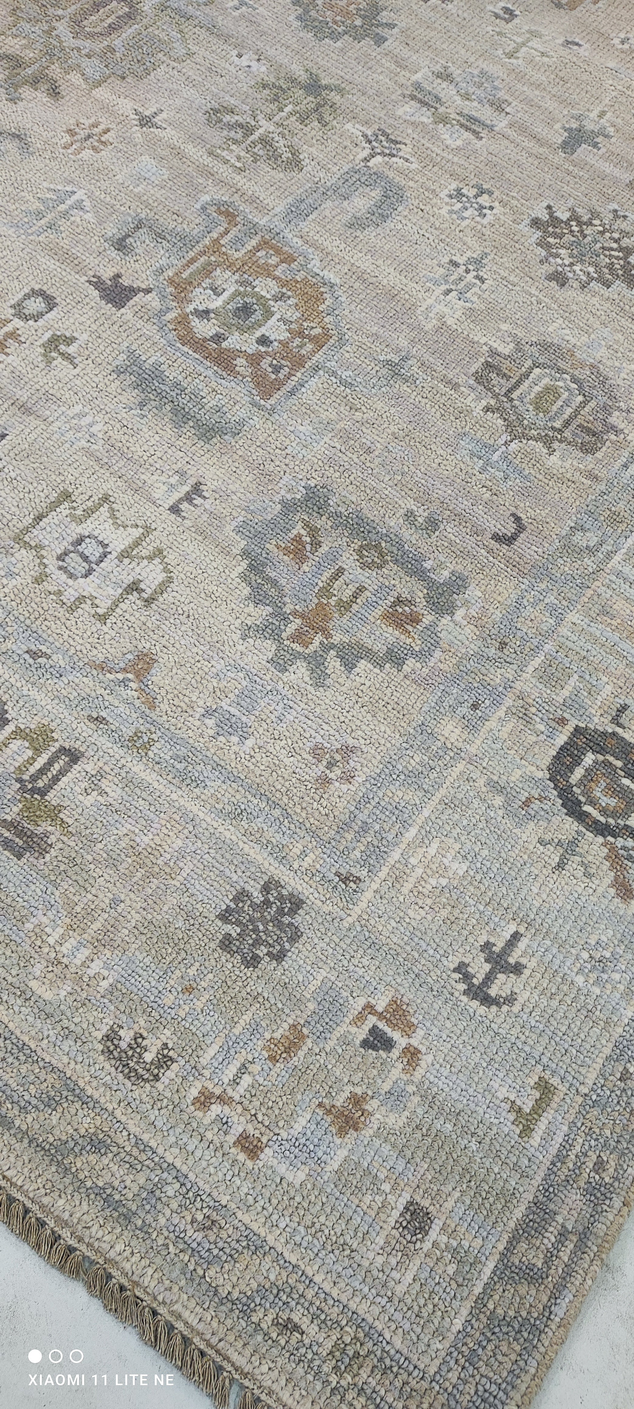 Kate McCallister 6x9 Beige and Blue Turkish Knot Oushak Rug