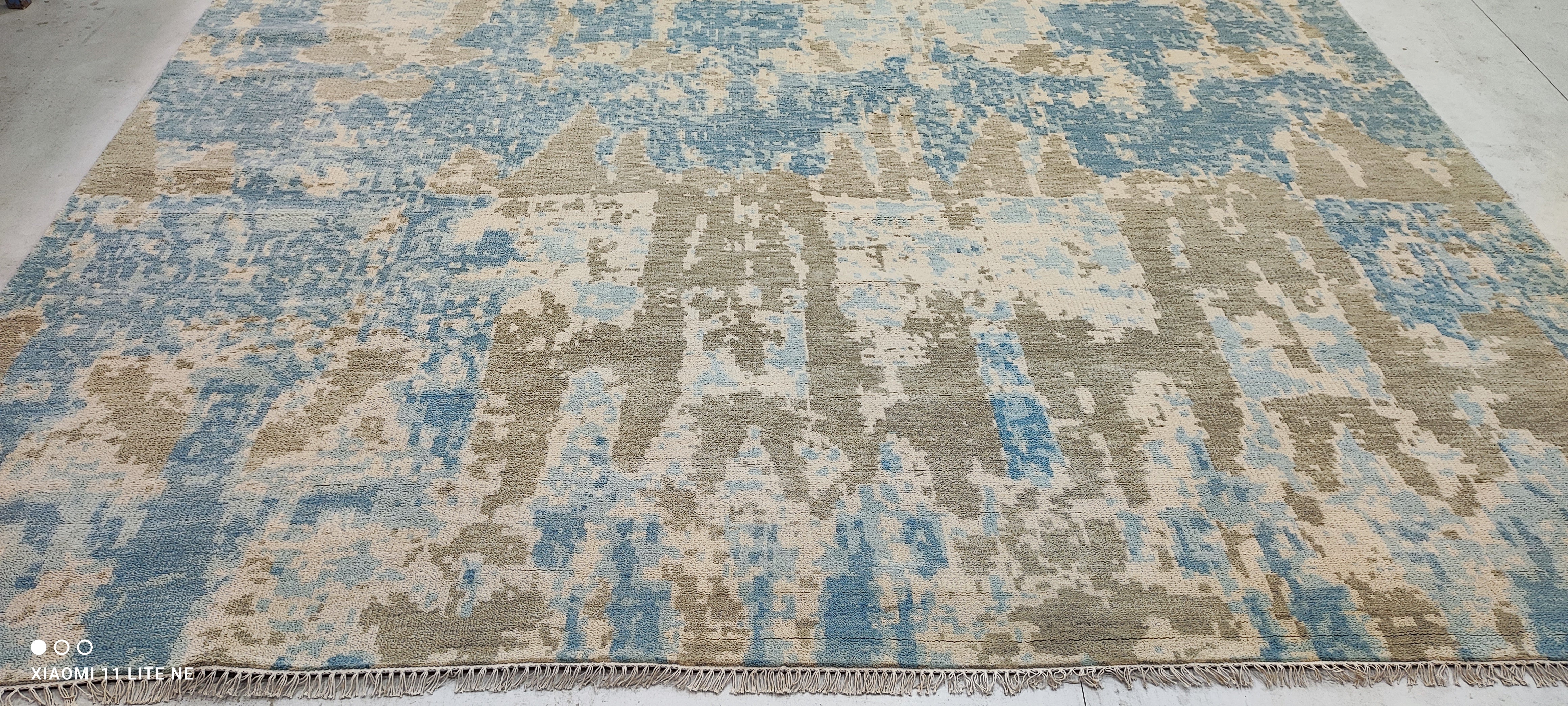 Kameron Kennedy 10x14 Blue and Grey Hand-Knotted Modern Rug