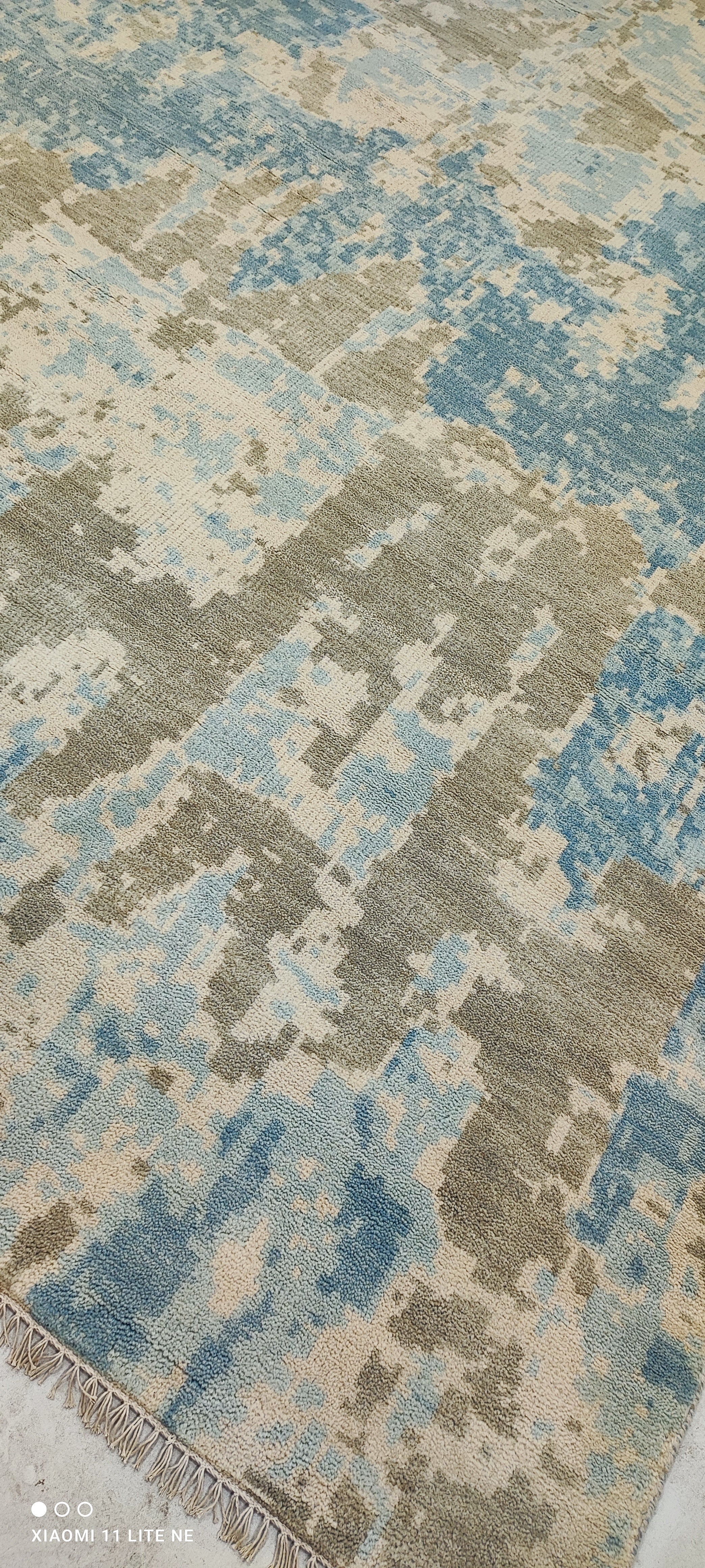 Kameron Kennedy 10x14 Blue and Grey Hand-Knotted Modern Rug