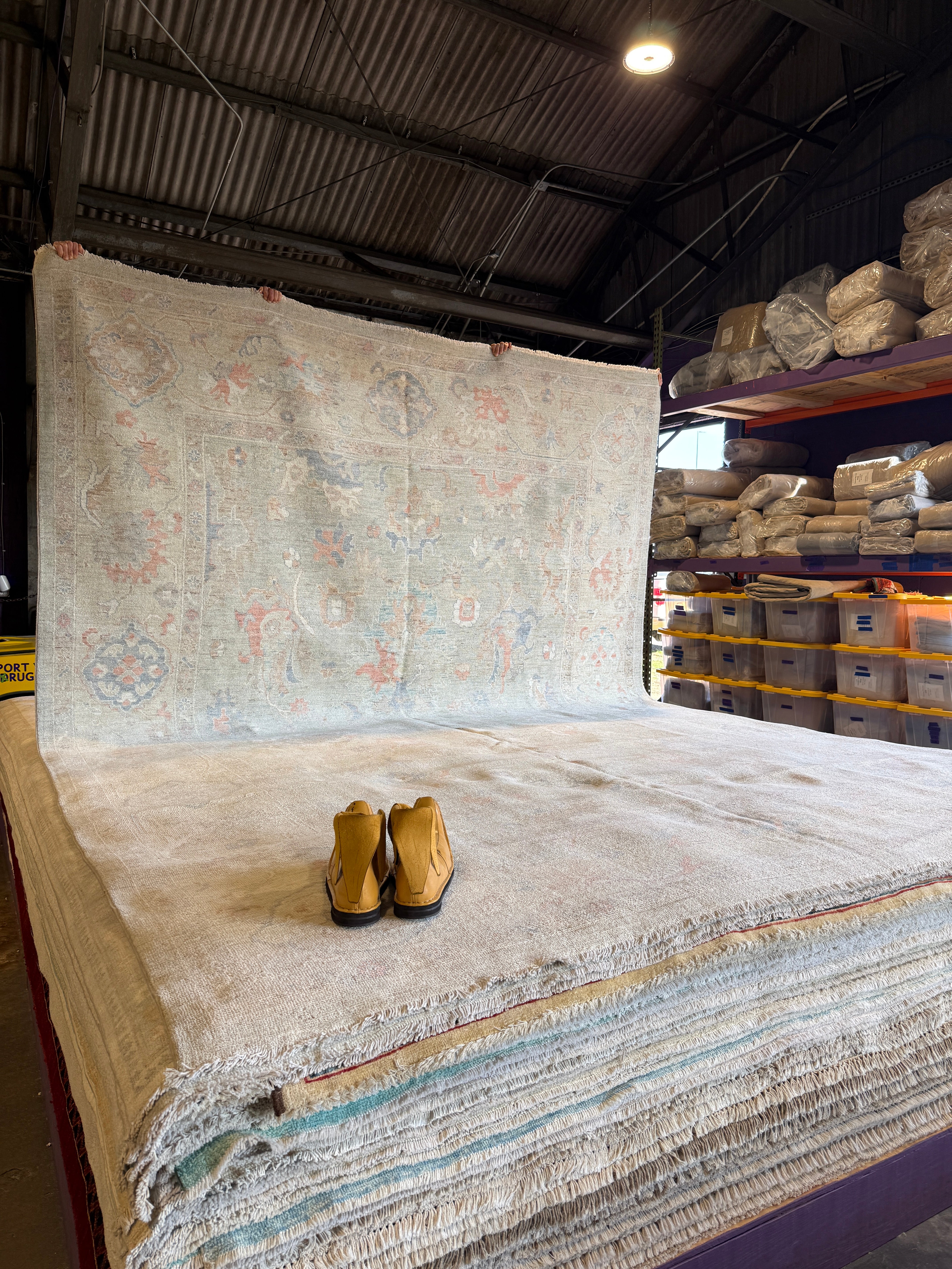 Katie Lunman 9.9x13.8 Blue Afghani Whitewashed Oushak