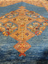 Cary Deuber 6.9x9.8 Orange and Blue Afghani Mamluk Rug