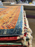 Cary Deuber 6.9x9.8 Orange and Blue Afghani Mamluk Rug