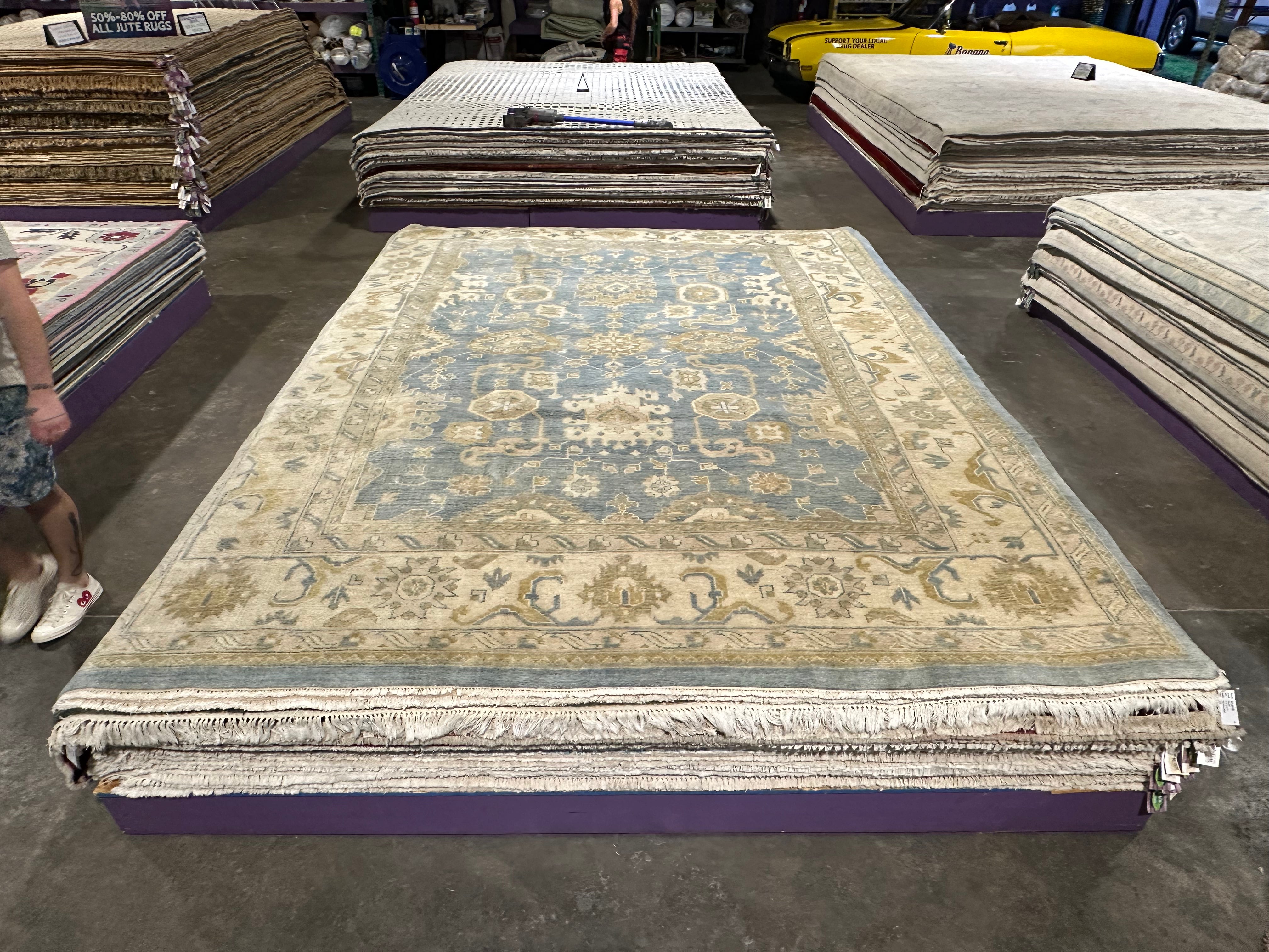 Madison LeCroy 9.3x12 Blue Oushak Rug - CLEARANCE 30% off