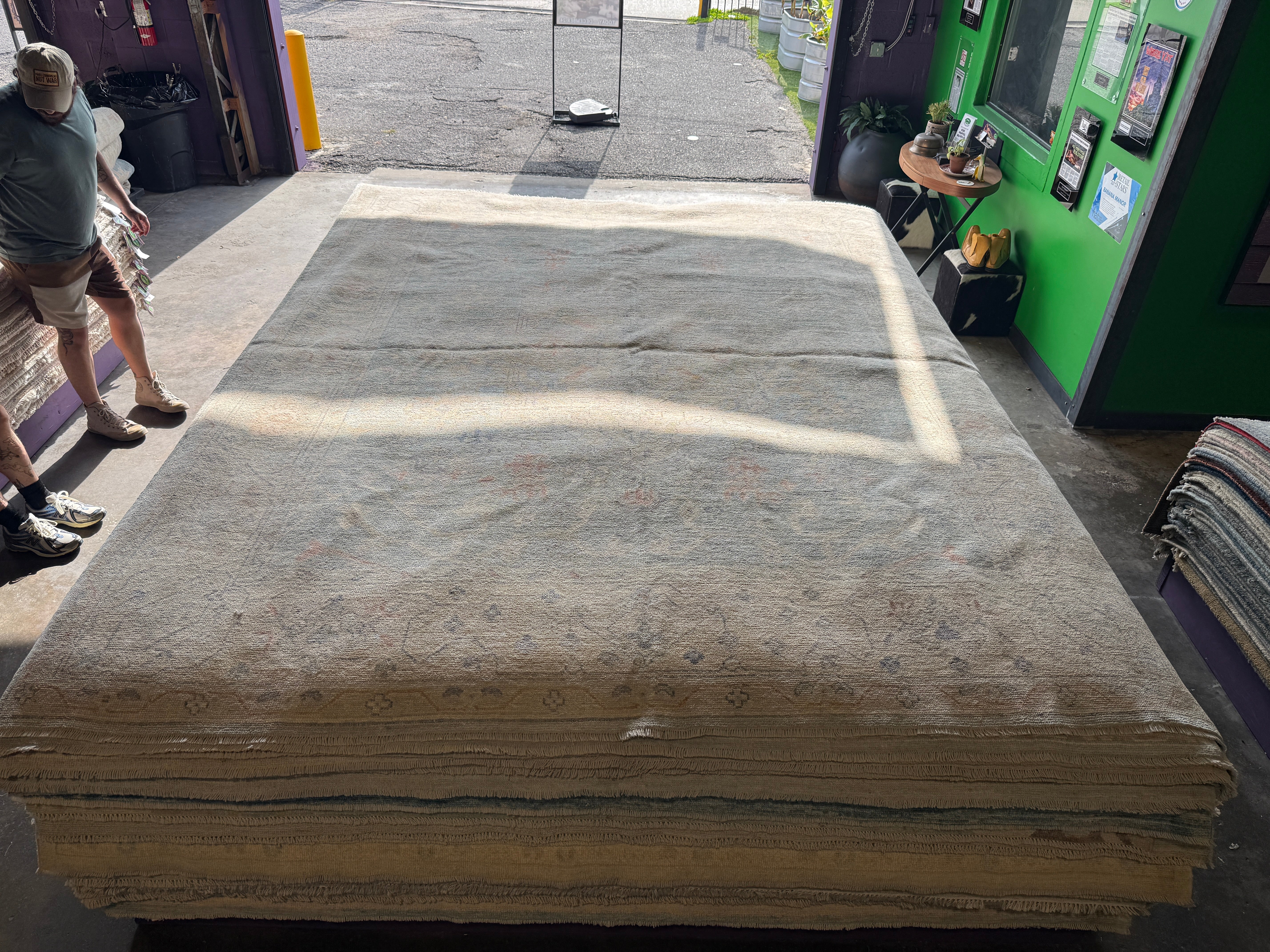 Laura Anglade 8.3x9.11 Blue Afghani Whitewashed Oushak