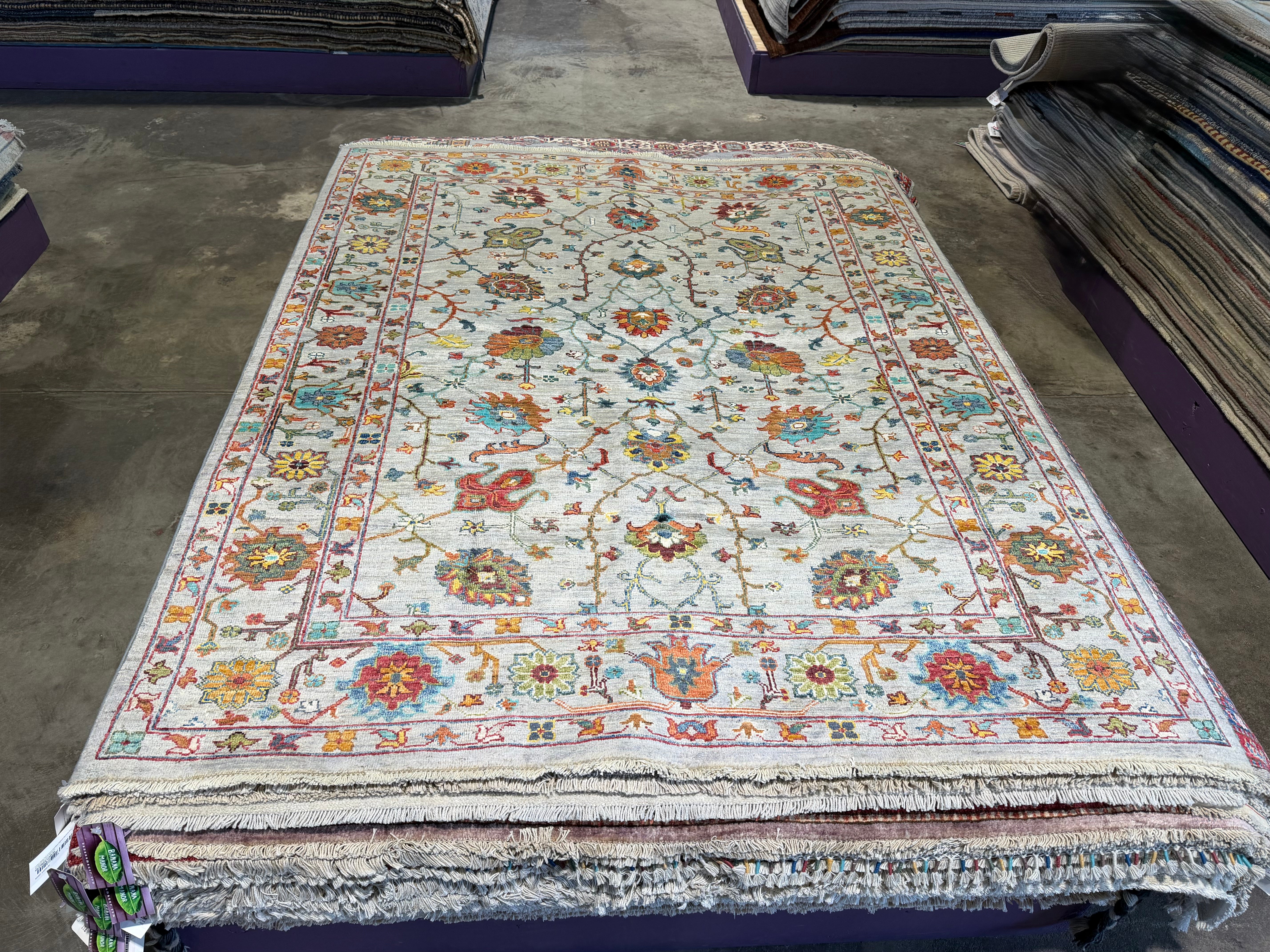 Samantha Kacho 5x6.2 Silvery/Grey Afghani Sultani Rug