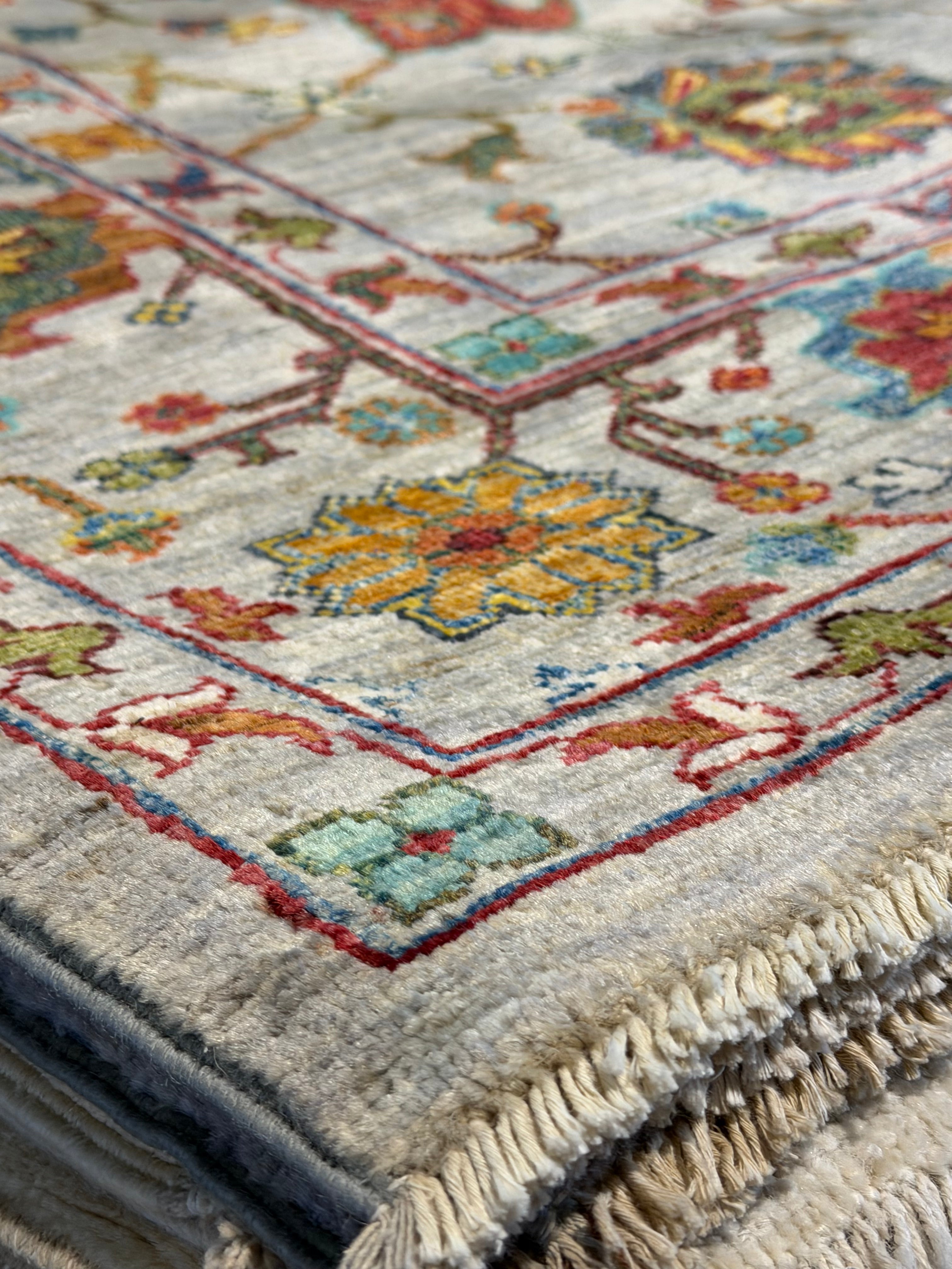 Samantha Kacho 5x6.2 Silvery/Grey Afghani Sultani Rug