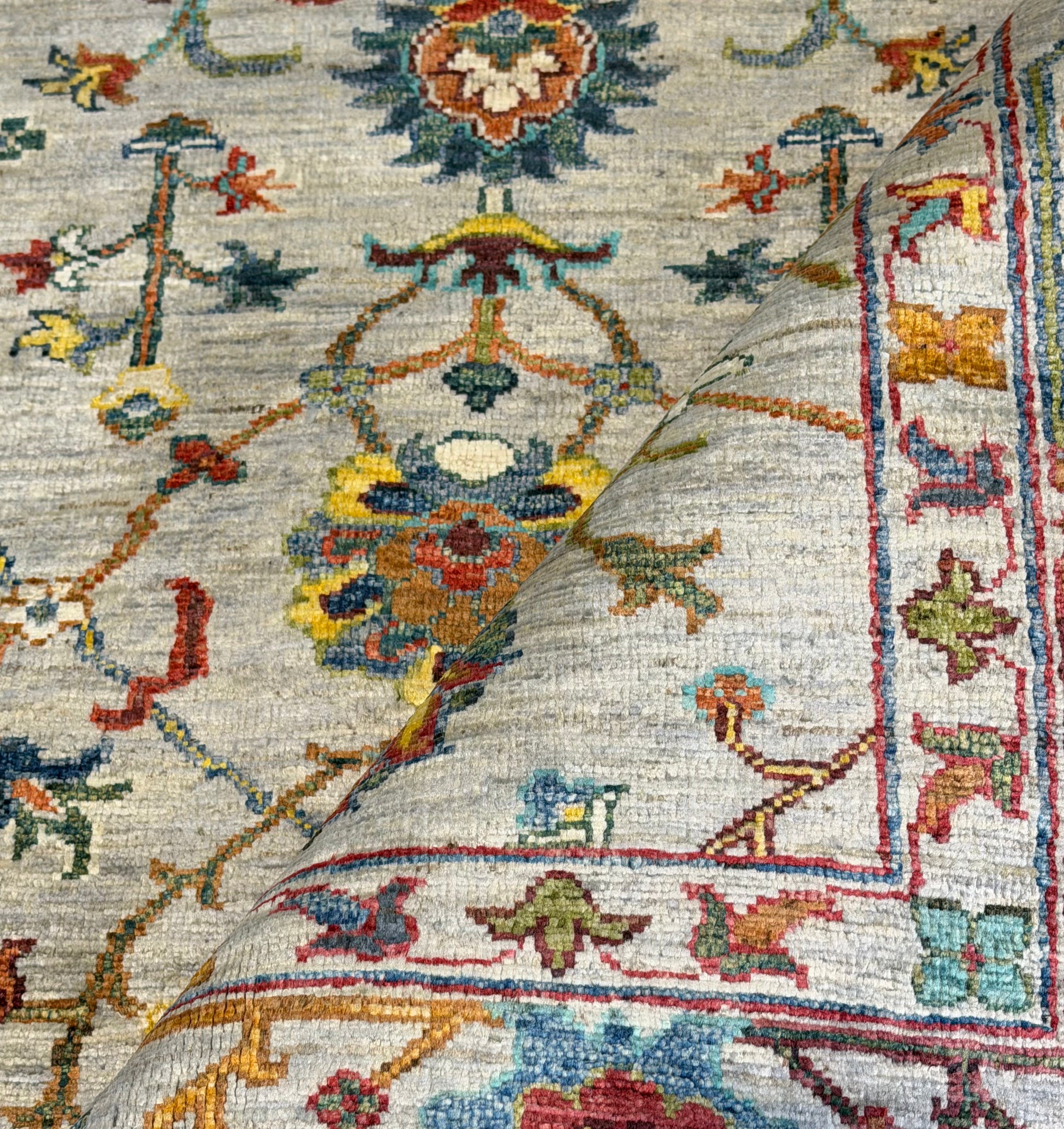 Samantha Kacho 5x6.2 Silvery/Grey Afghani Sultani Rug