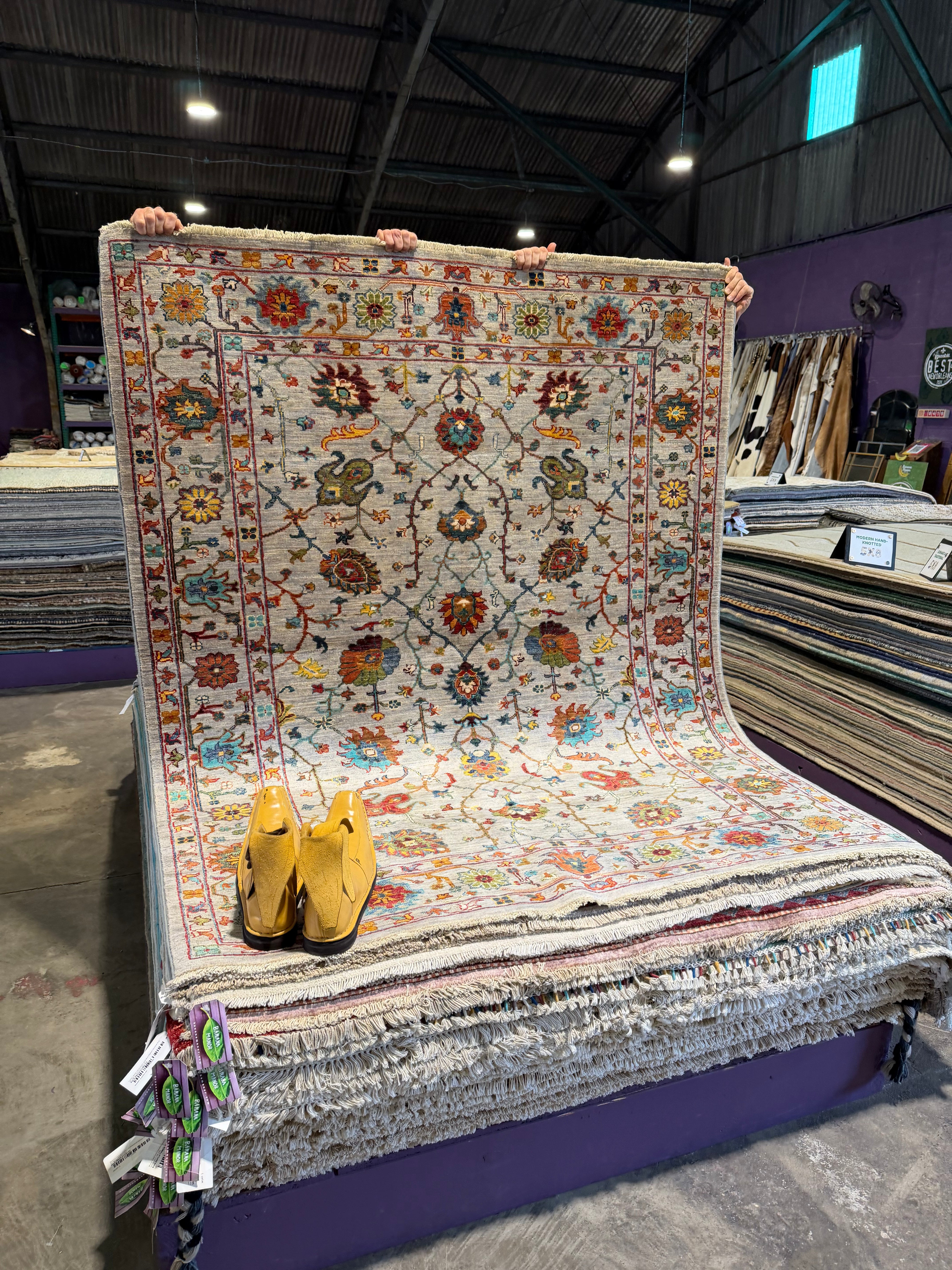 Samantha Kacho 5x6.2 Silvery/Grey Afghani Sultani Rug