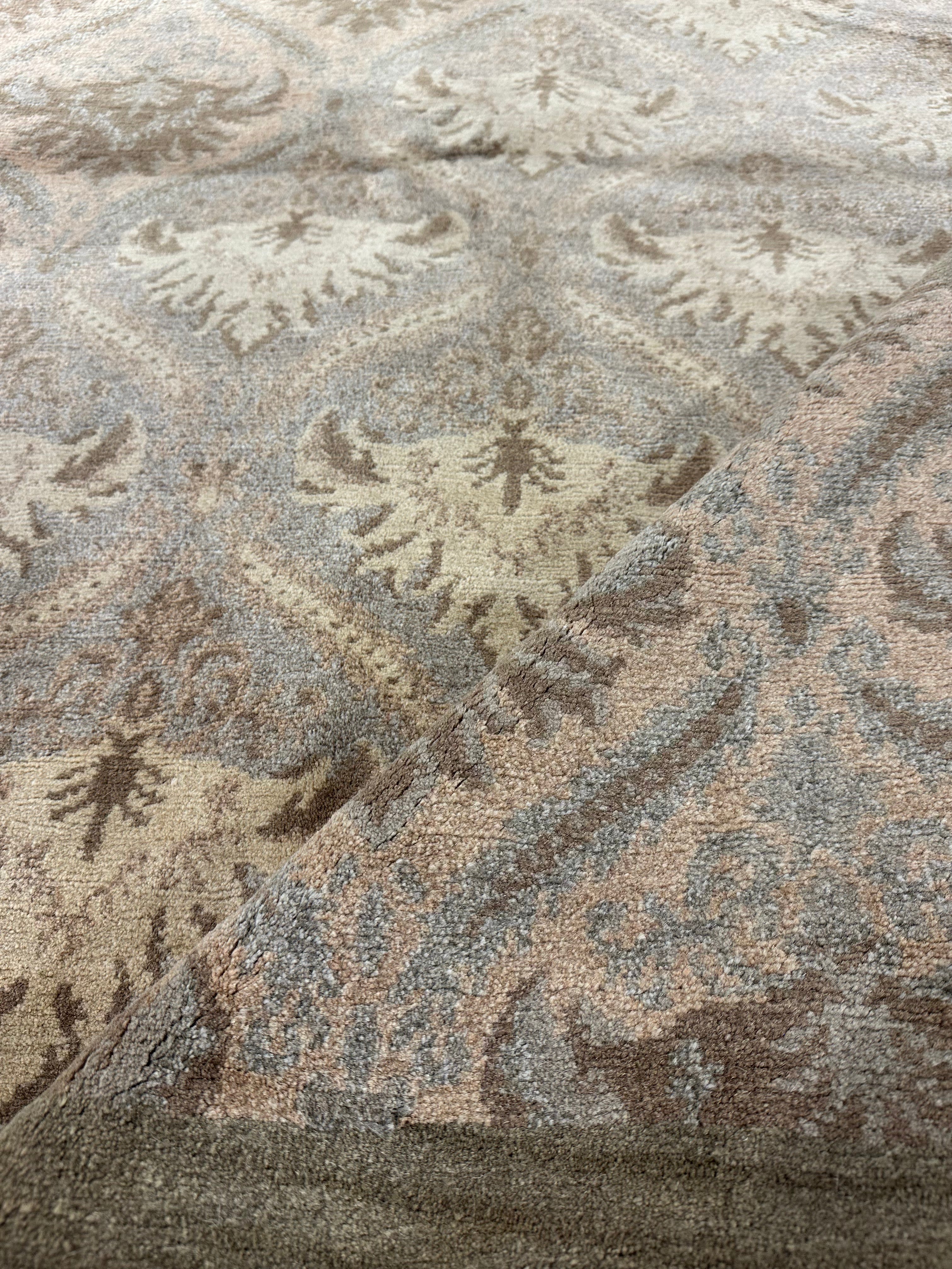 Leva Bonaparte 8.7x11.11 Blue and Brown Nepalese Rug - CLEARANCE 30% off