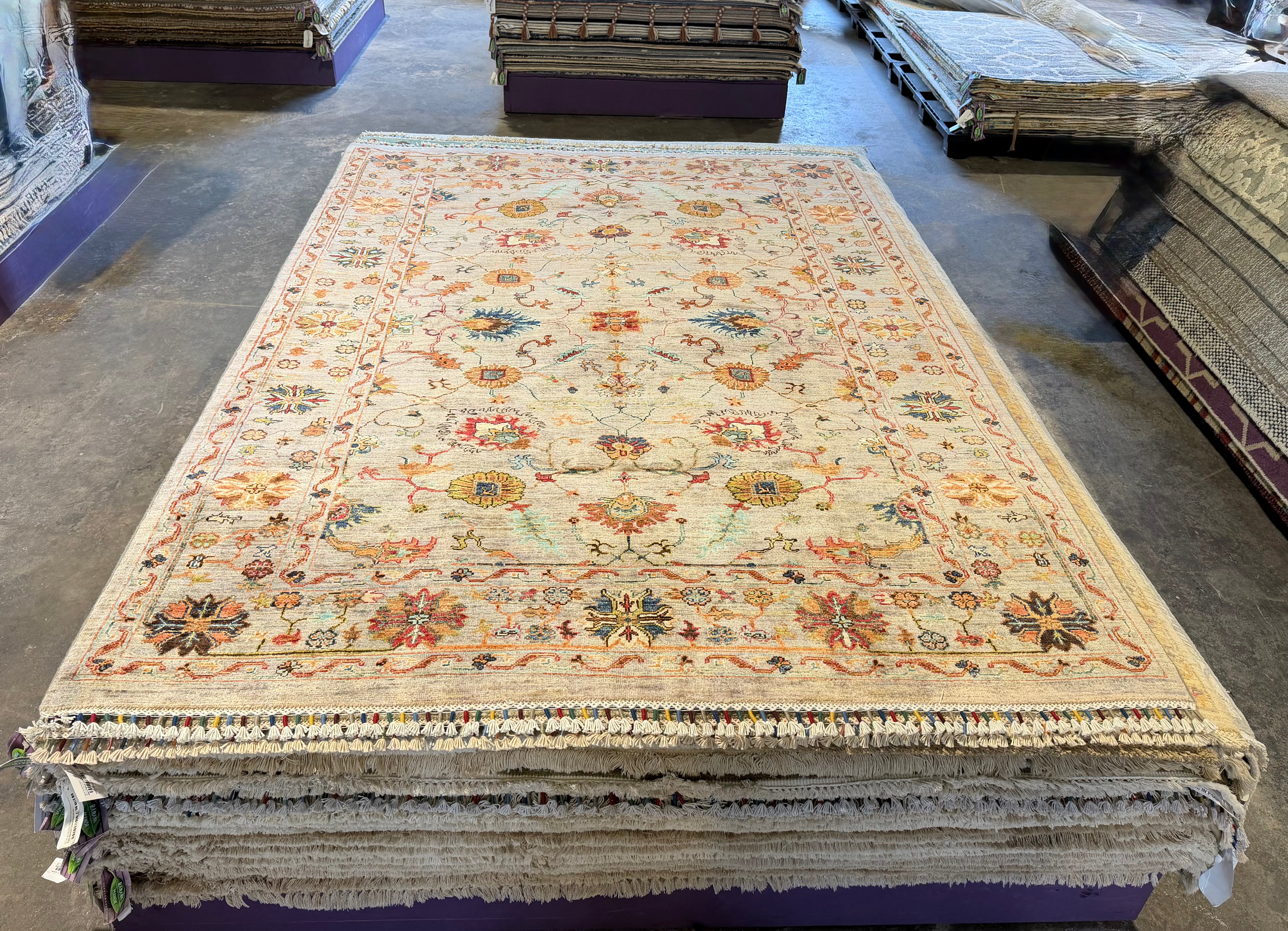 Monica Garcia 5.8x8 Silver/Grey Afghani Sultani Rug