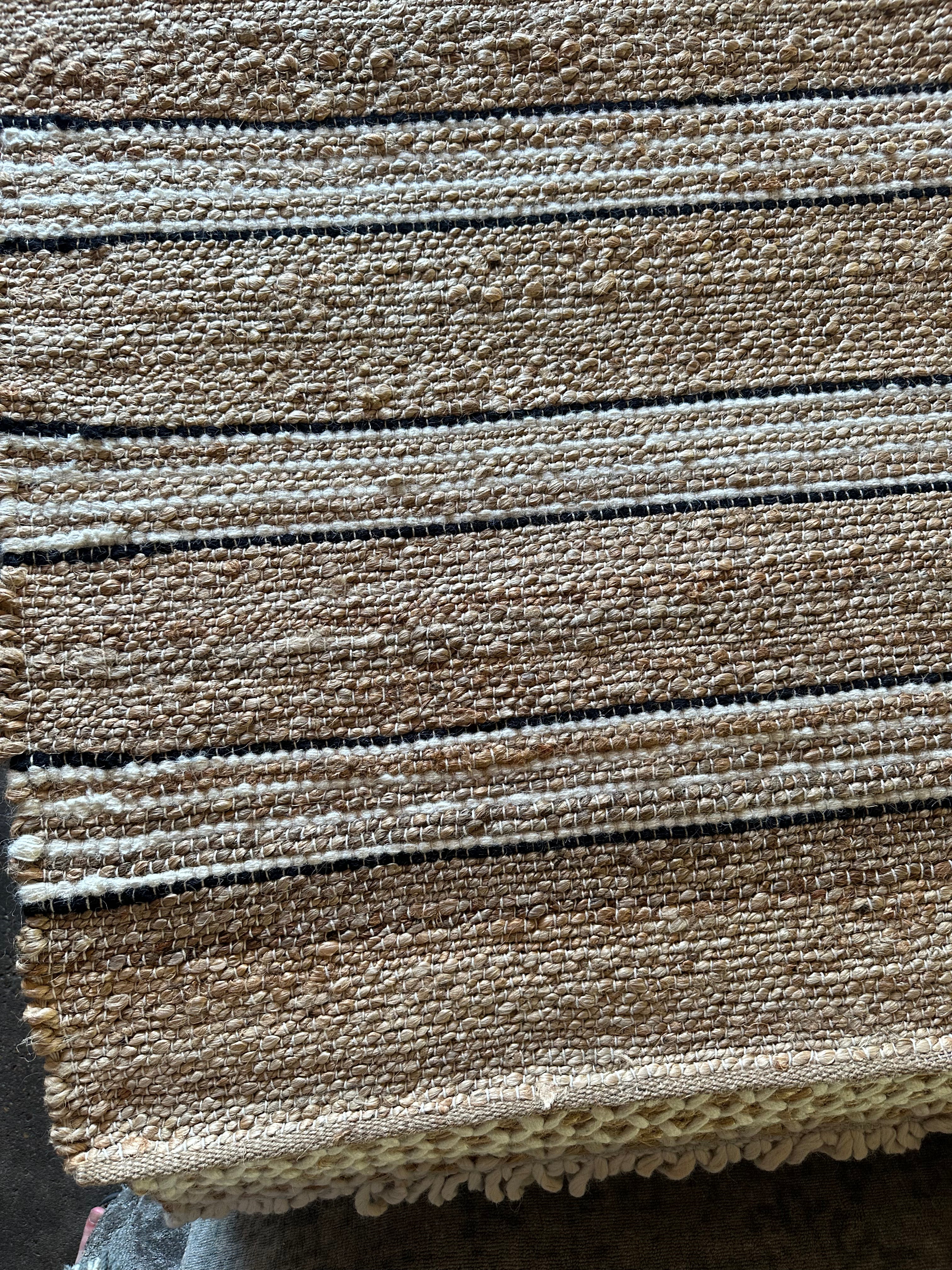Count Basie Handwoven Striped Natural Jute Rug (Multiple Sizes) CLEARANCE
