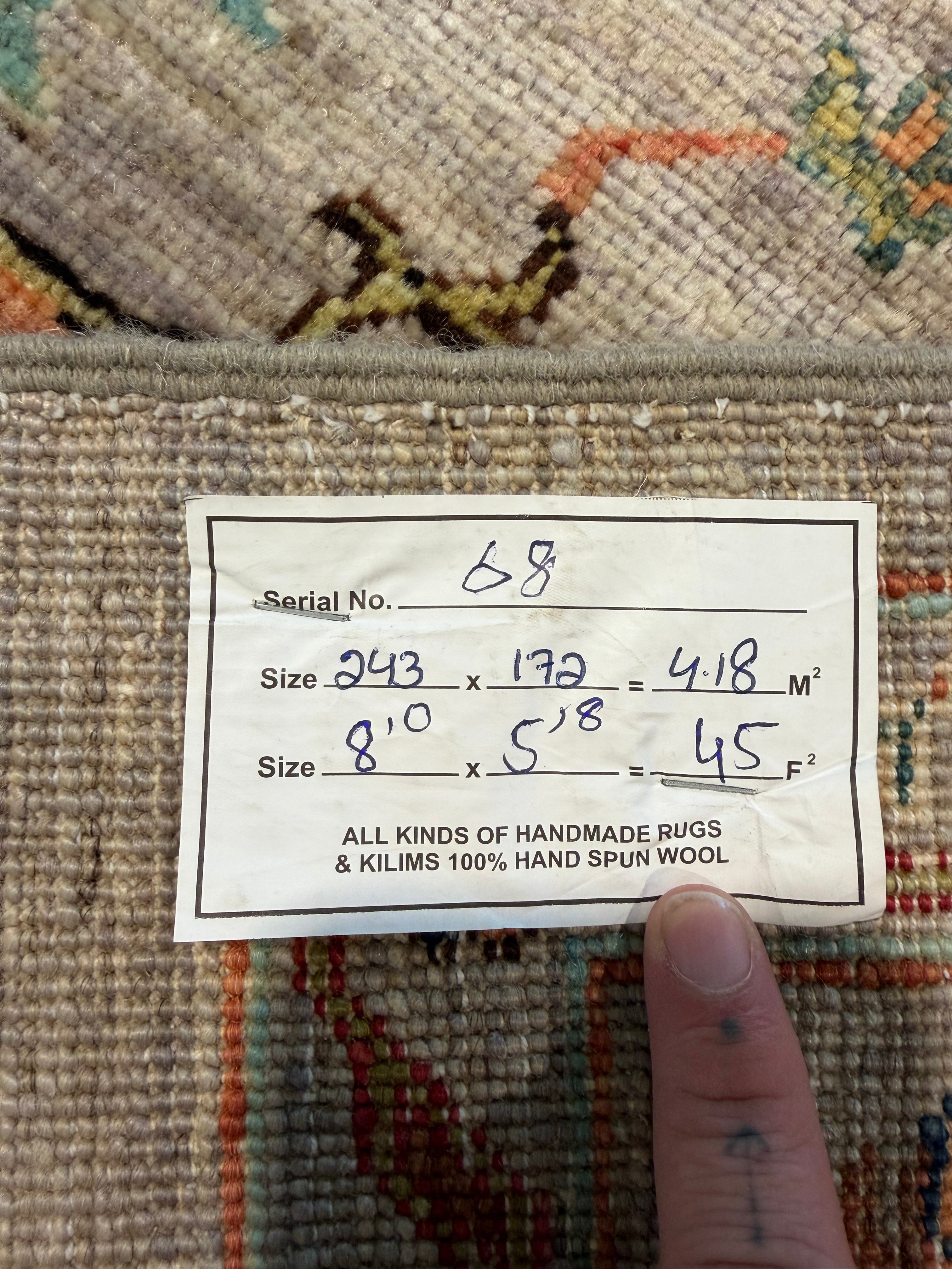 Monica Garcia 5.8x8 Silver/Grey Afghani Sultani Rug