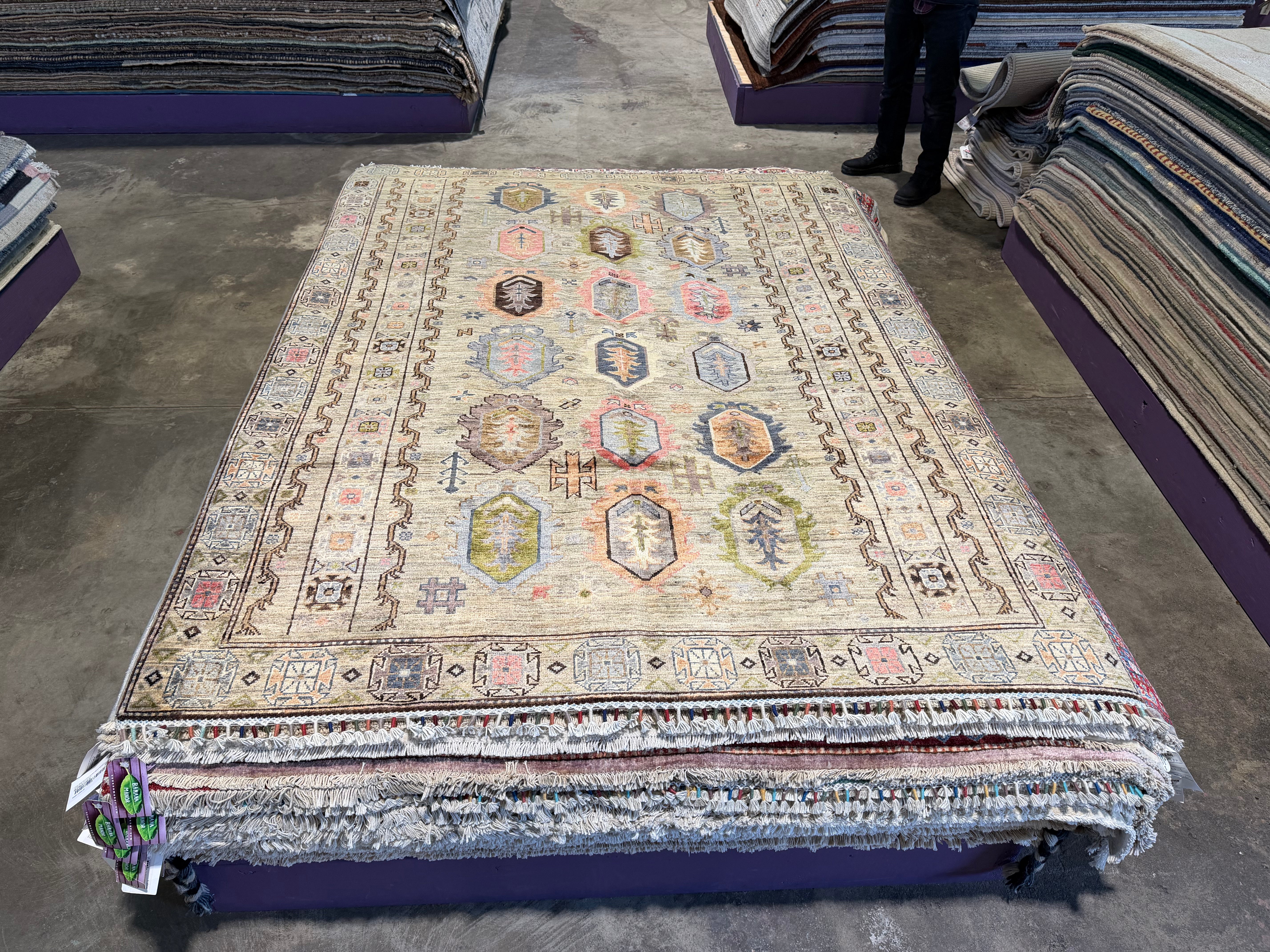 LeeAnne Locken 5x6.8 Silvery/Grey Afghani Waziri Rug