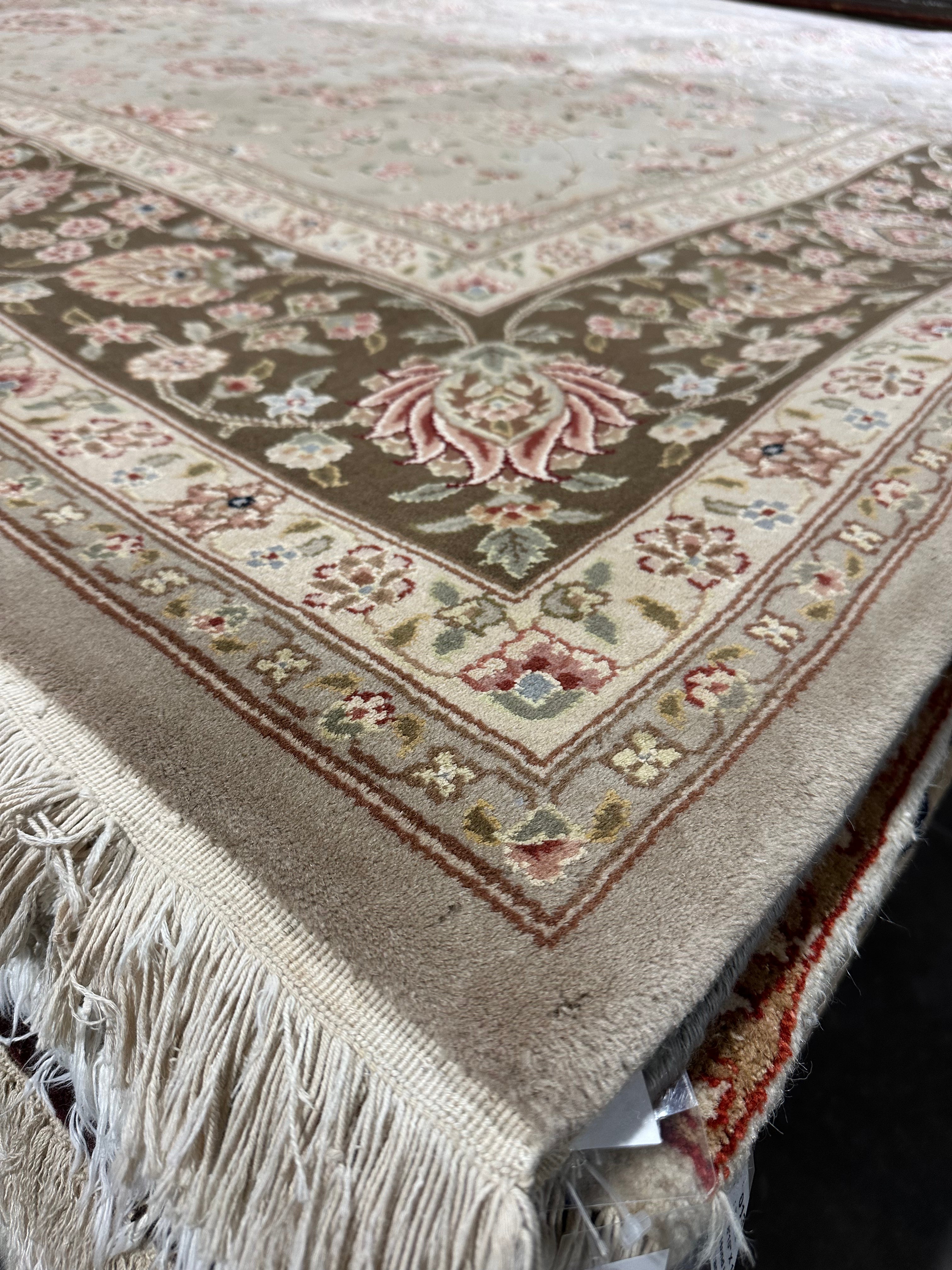 Venita Aspen 9x12 Beige and Olive Tabriz Rug - CLEARANCE 30% off