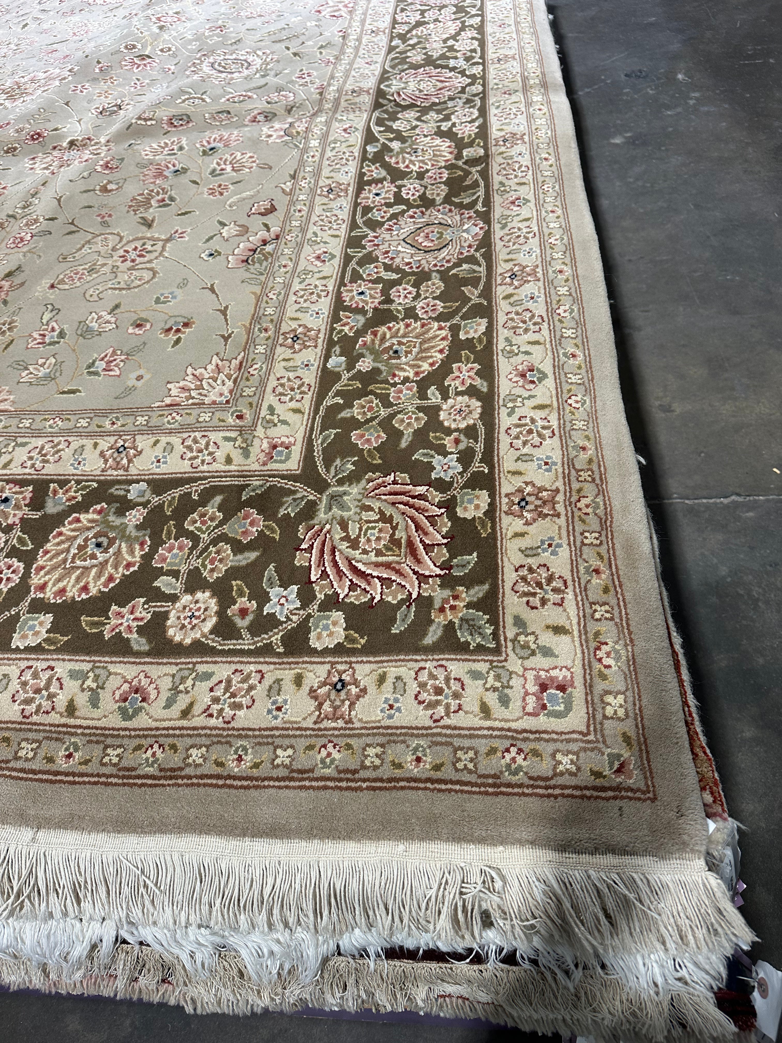 Venita Aspen 9x12 Beige and Olive Tabriz Rug - CLEARANCE 30% off