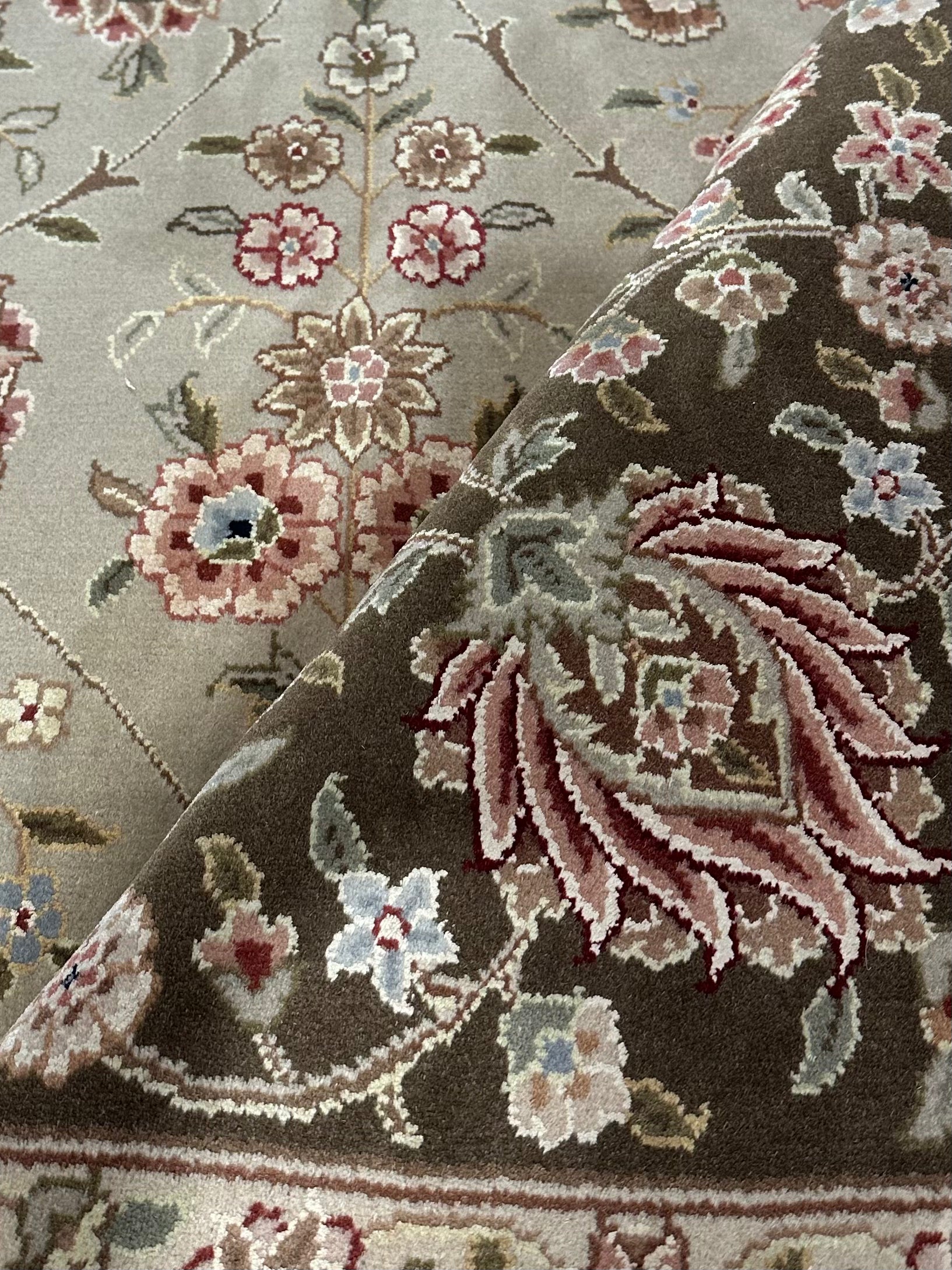 Venita Aspen 9x12 Beige and Olive Tabriz Rug - CLEARANCE 30% off