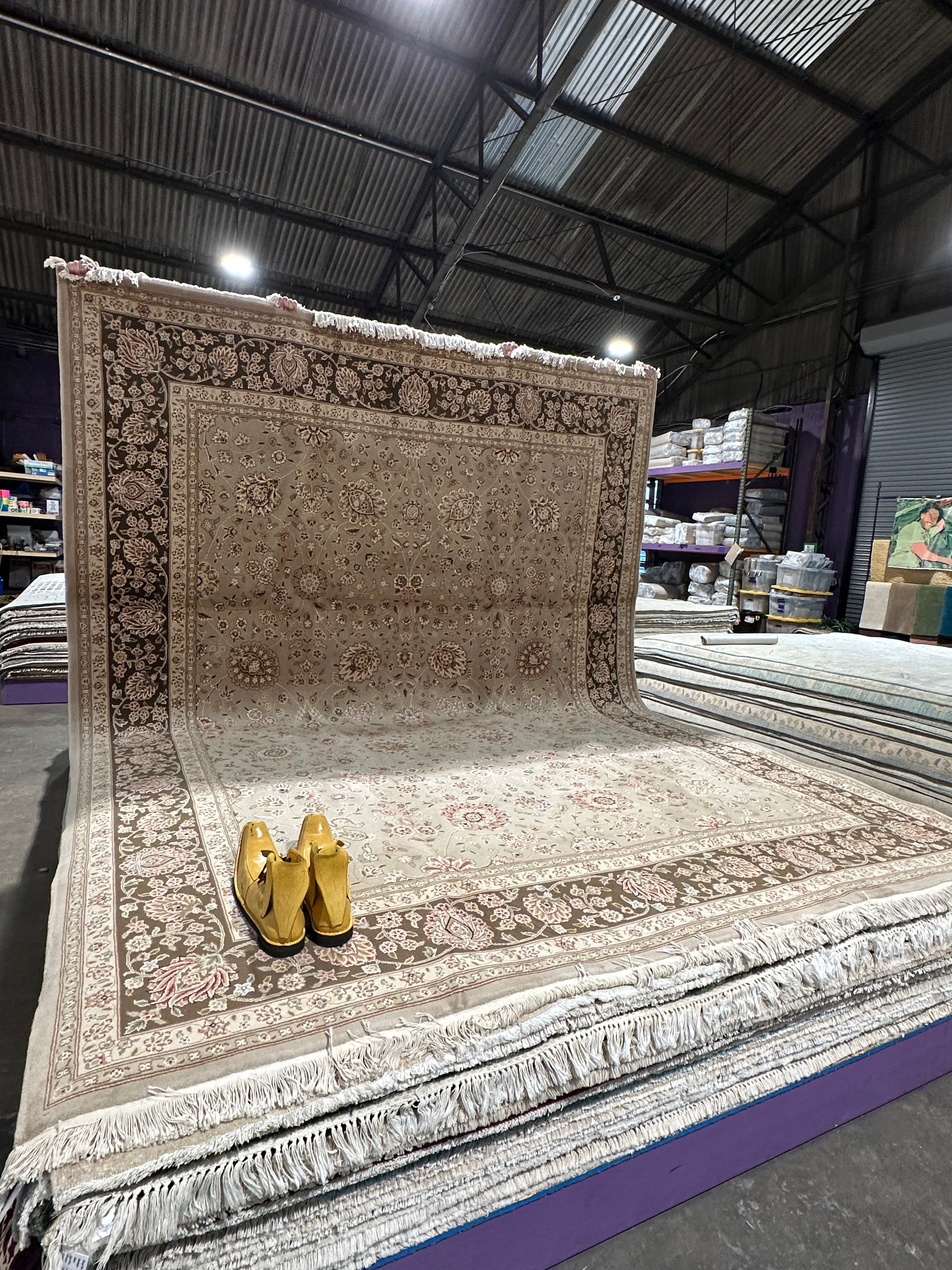 Venita Aspen 9x12 Beige and Olive Tabriz Rug - CLEARANCE 30% off