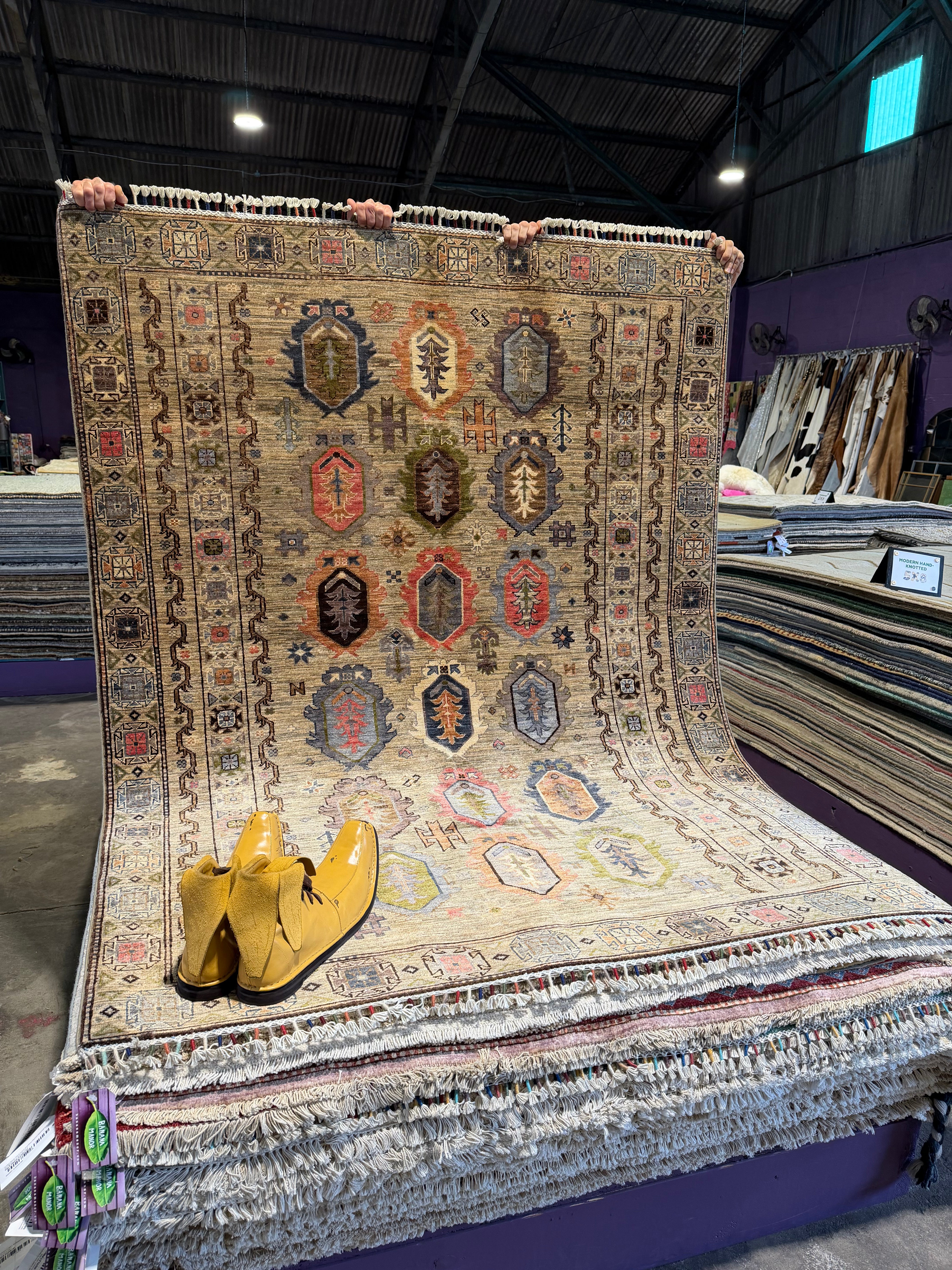 LeeAnne Locken 5x6.8 Silvery/Grey Afghani Waziri Rug