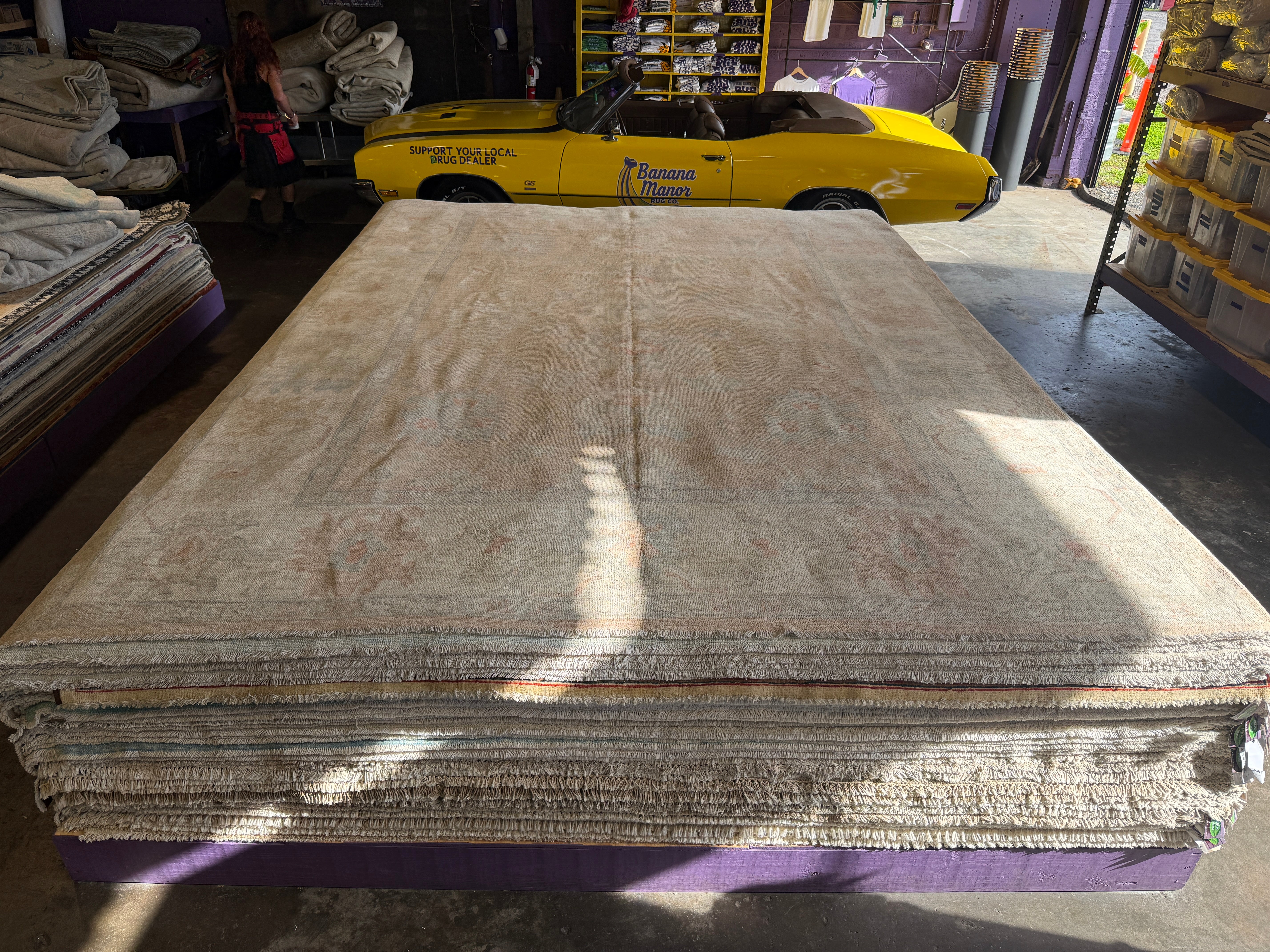 Eli Katz 9.11x13.11 Pink Afghani Whitewashed Oushak