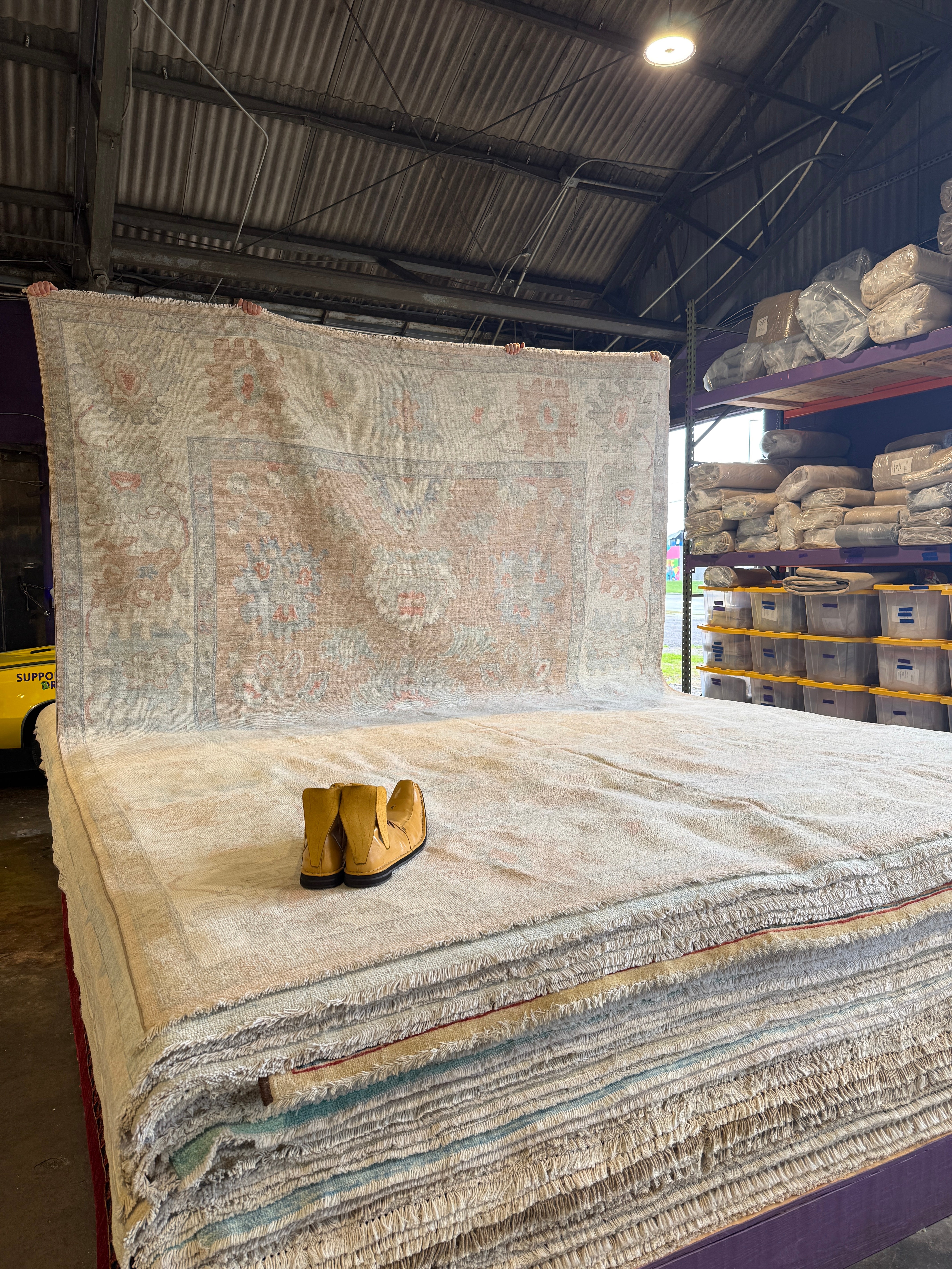 Eli Katz 9.11x13.11 Pink Afghani Whitewashed Oushak