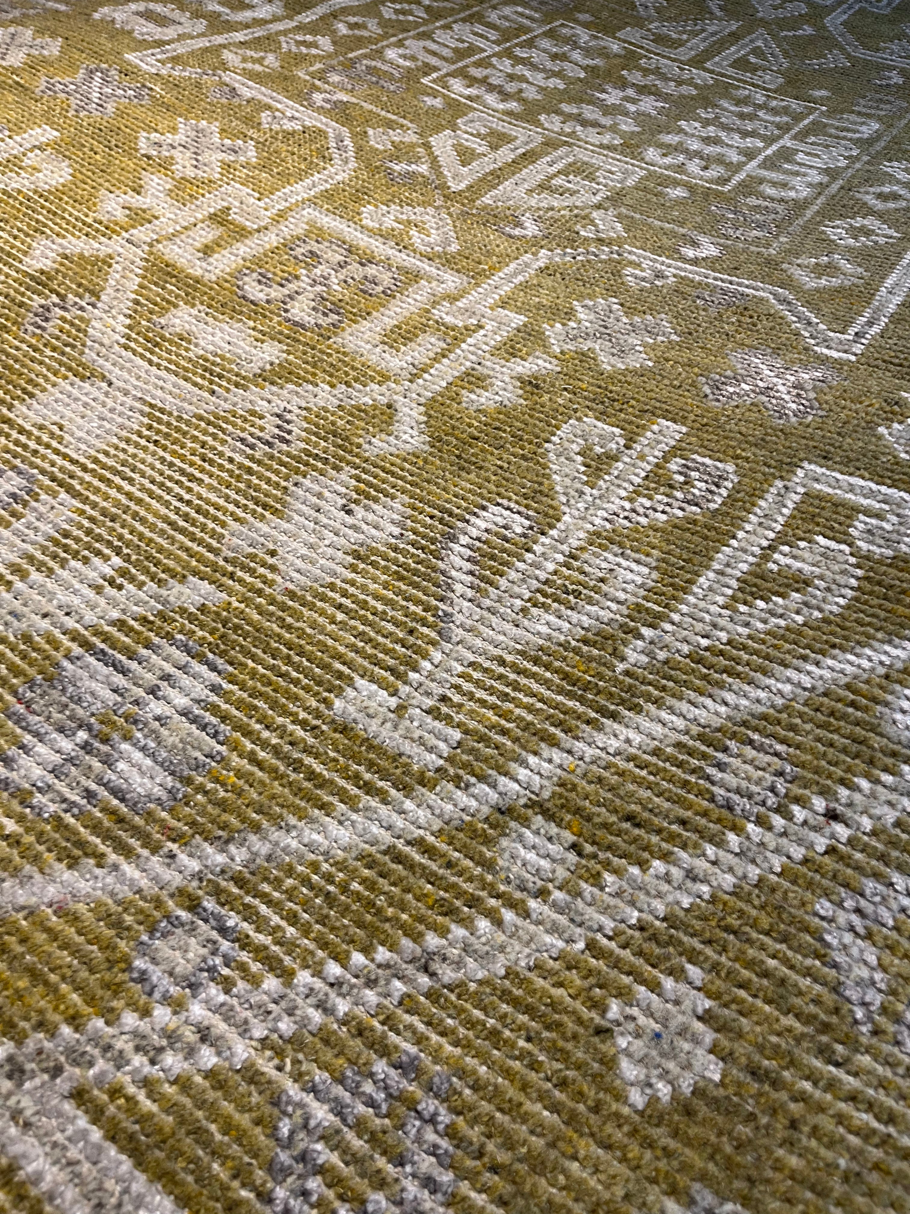 Jane March 5.3x8.6 Gold and Ivory Hand-Knotted Oushak Rug | Banana Manor Rug Company