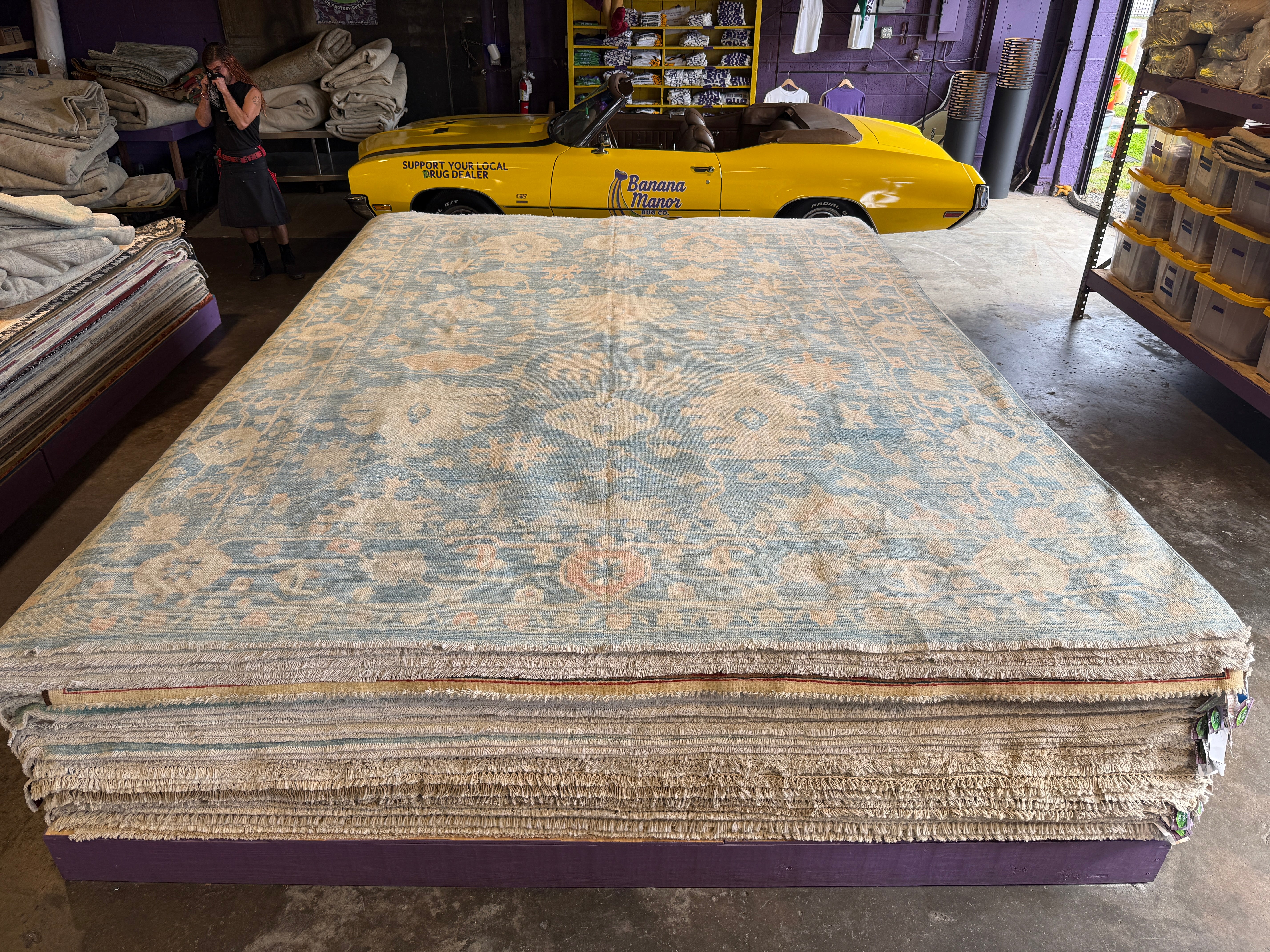 Brianna Tonti 9.11x13.6 Blue Afghani Whitewashed Oushak