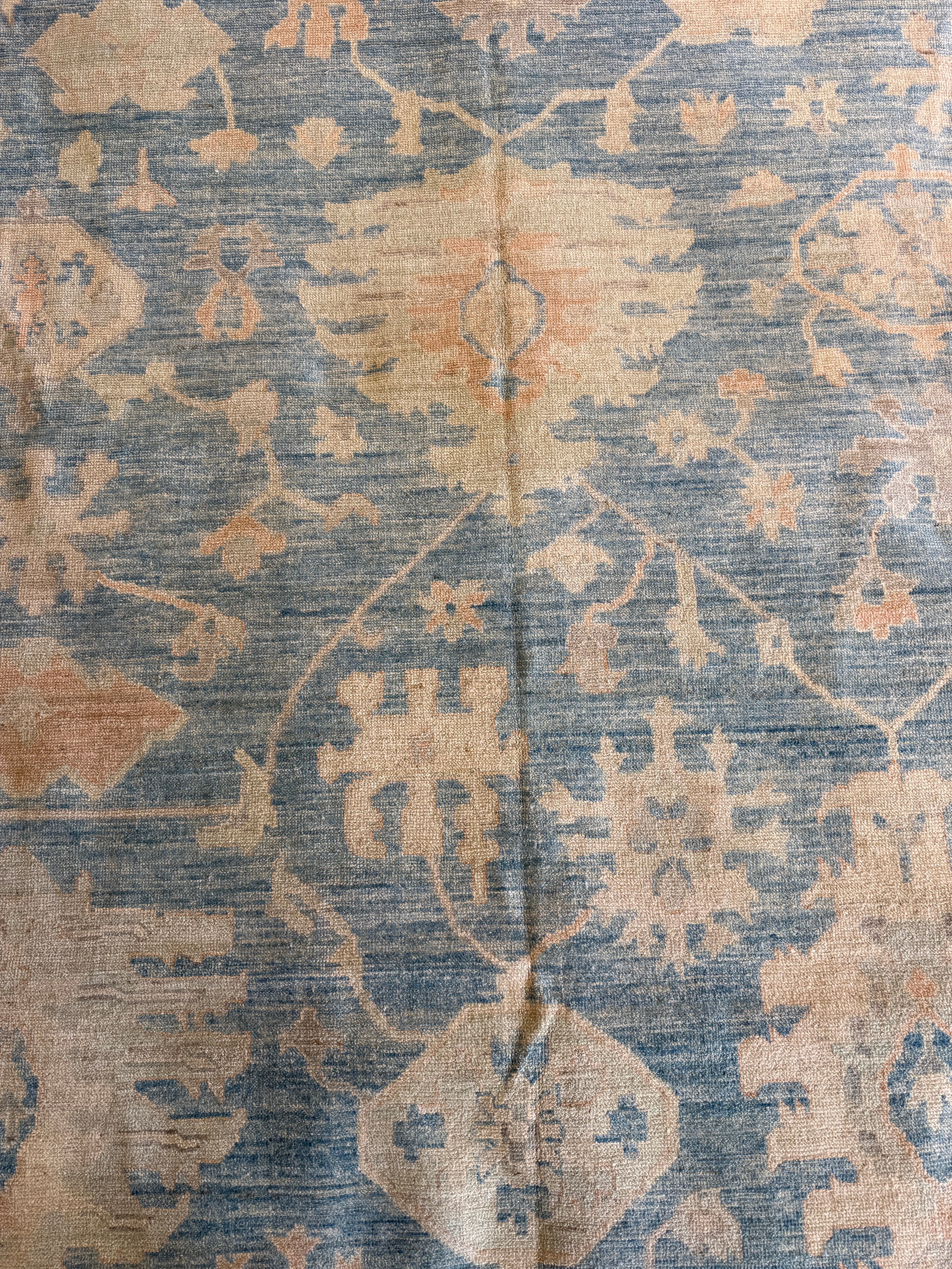 Brianna Tonti 9.11x13.6 Blue Afghani Whitewashed Oushak