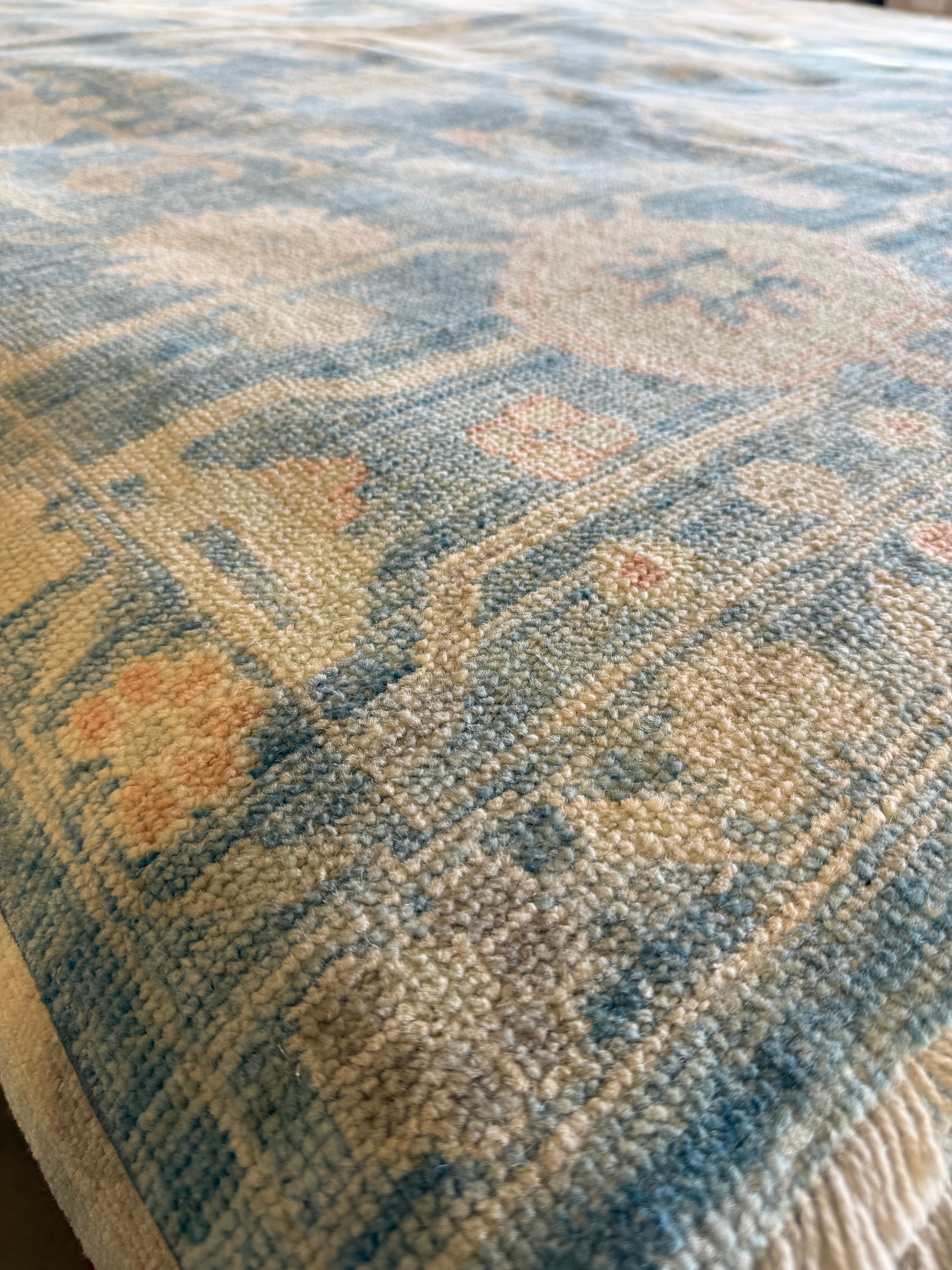 Brianna Tonti 9.11x13.6 Blue Afghani Whitewashed Oushak