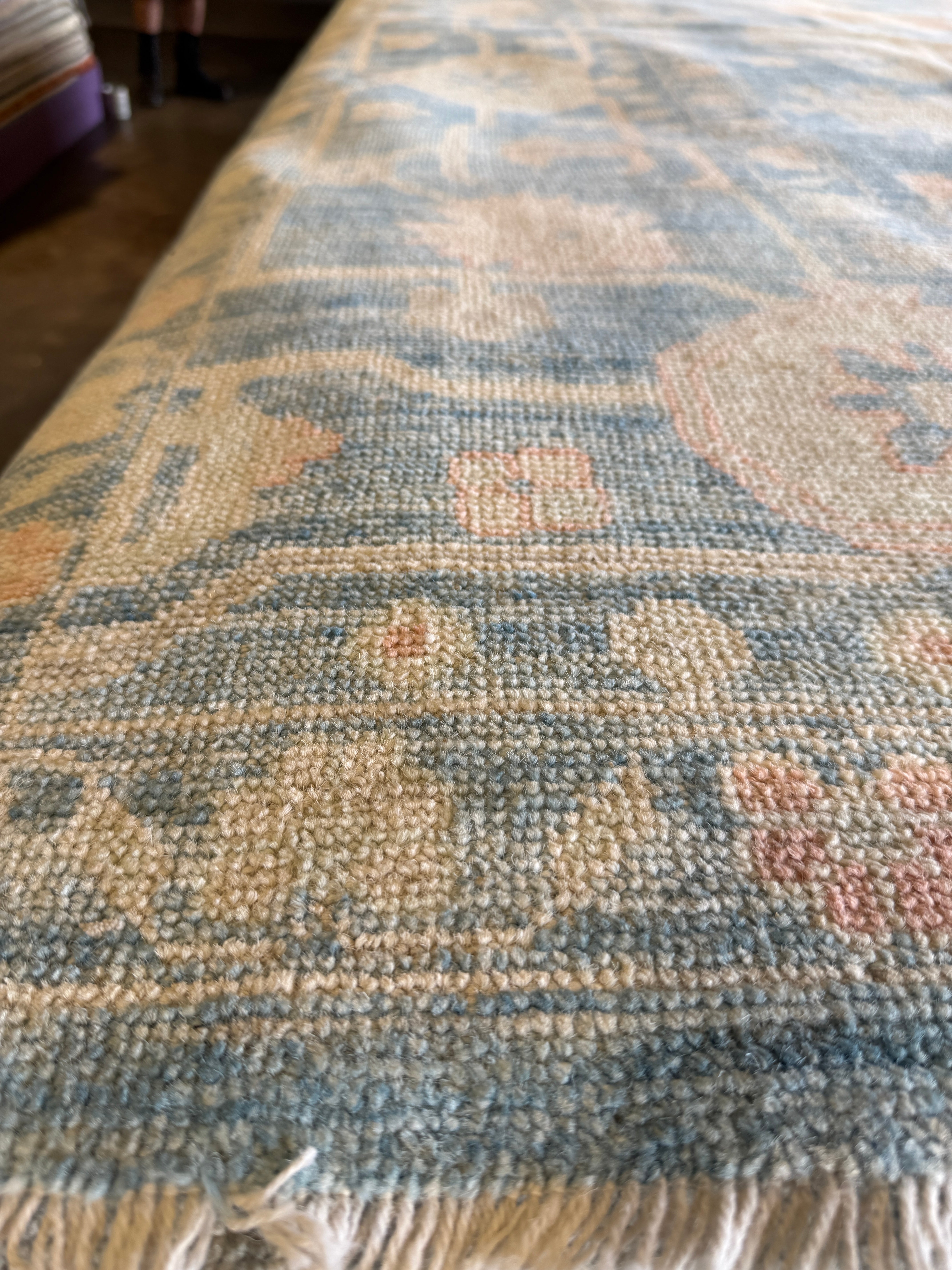 Brianna Tonti 9.11x13.6 Blue Afghani Whitewashed Oushak