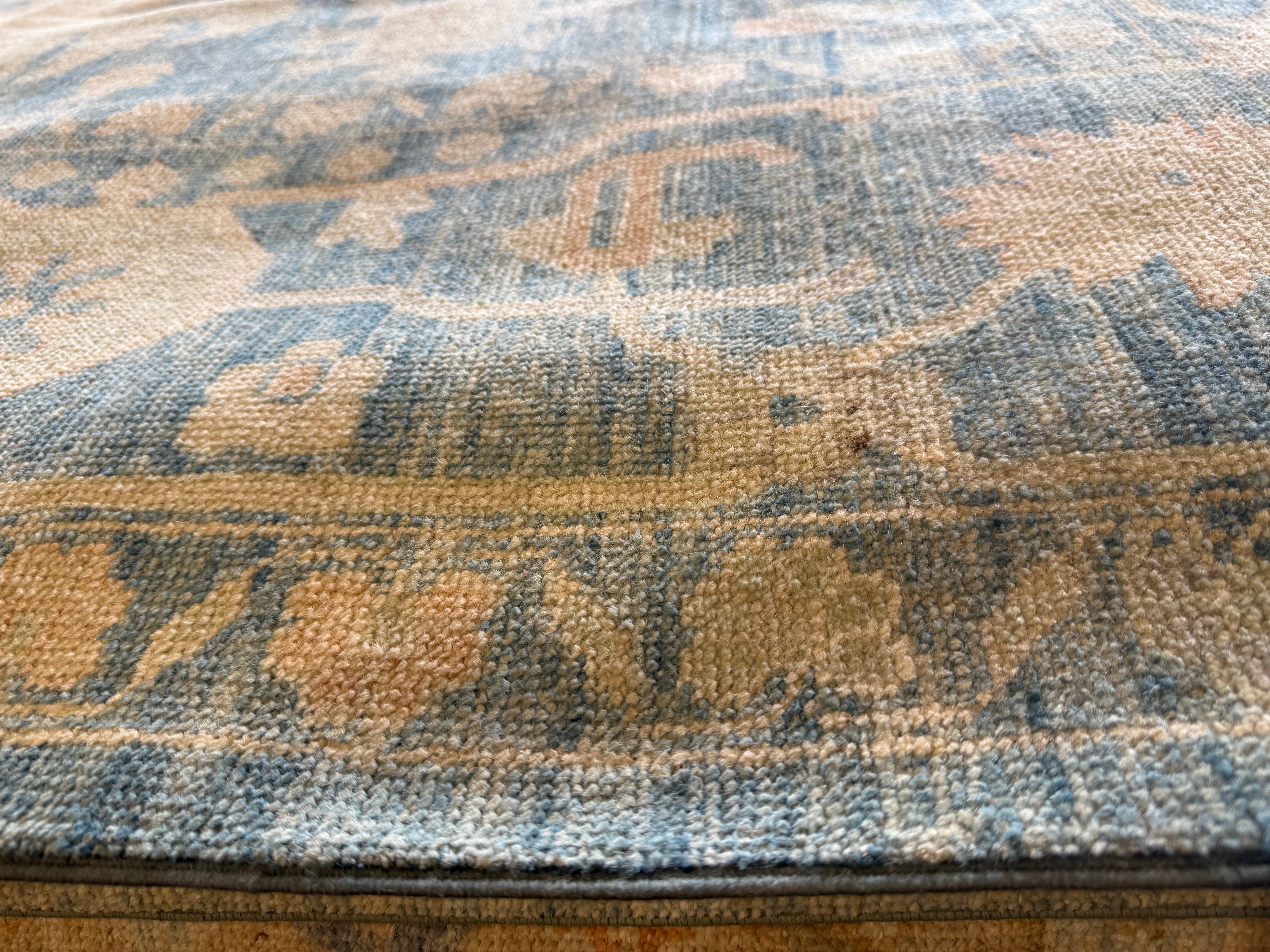 Brianna Tonti 9.11x13.6 Blue Afghani Whitewashed Oushak