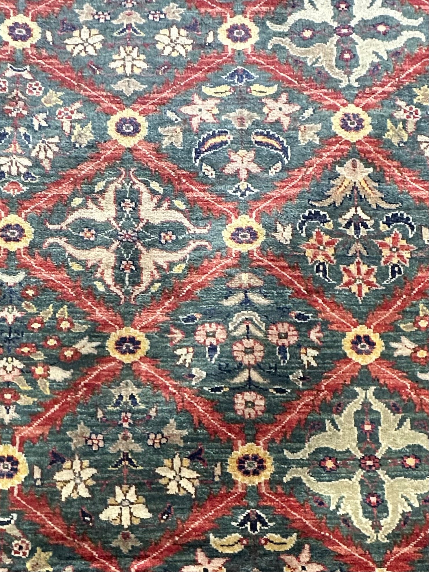 Jenna King 9x11.8 Green and Red Lawrence Rug - CLEARANCE 30% off