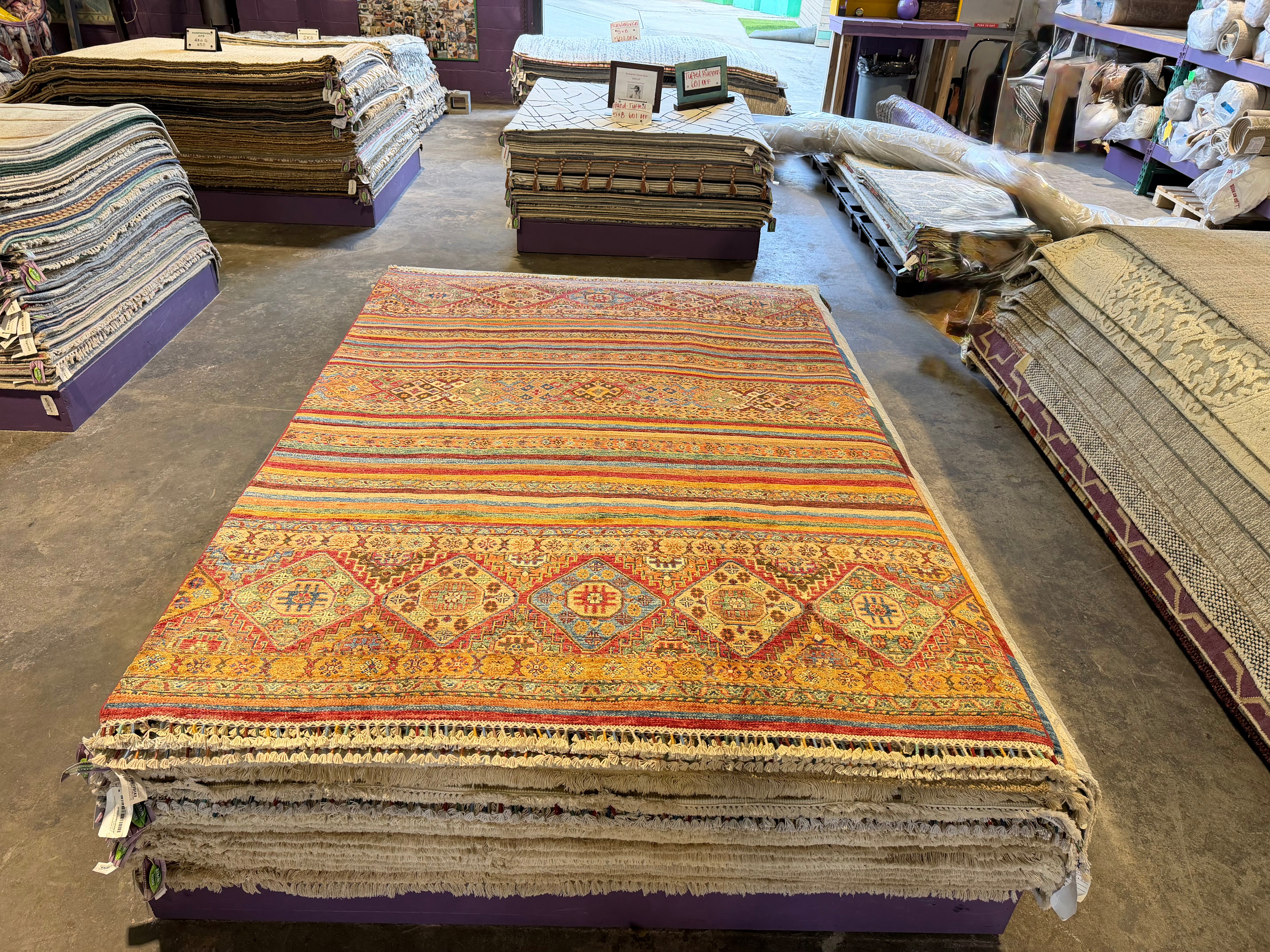 Tiffany Hendra 5.9x8.4 Orange Afghani Khorjin Rug