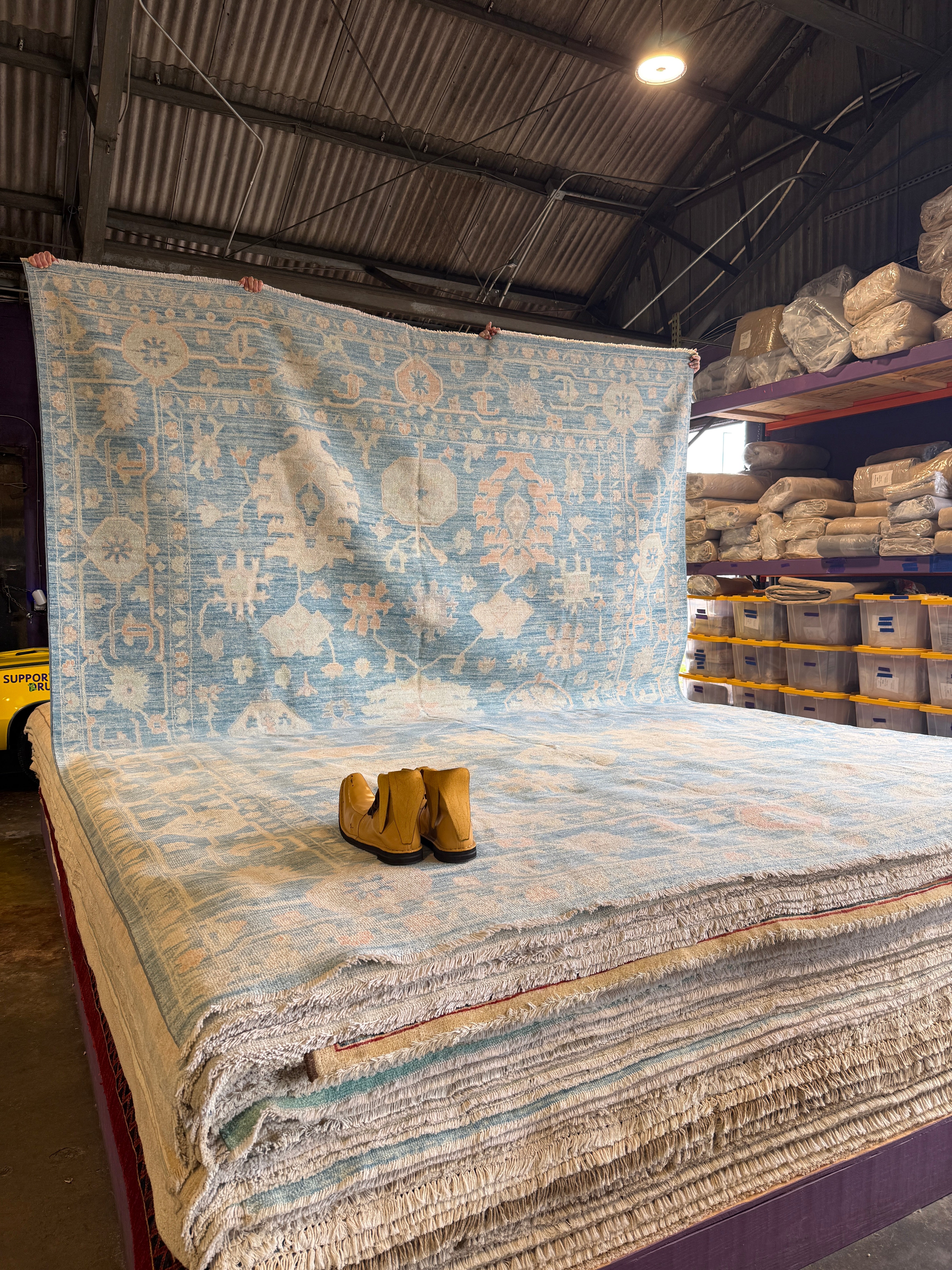 Brianna Tonti 9.11x13.6 Blue Afghani Whitewashed Oushak