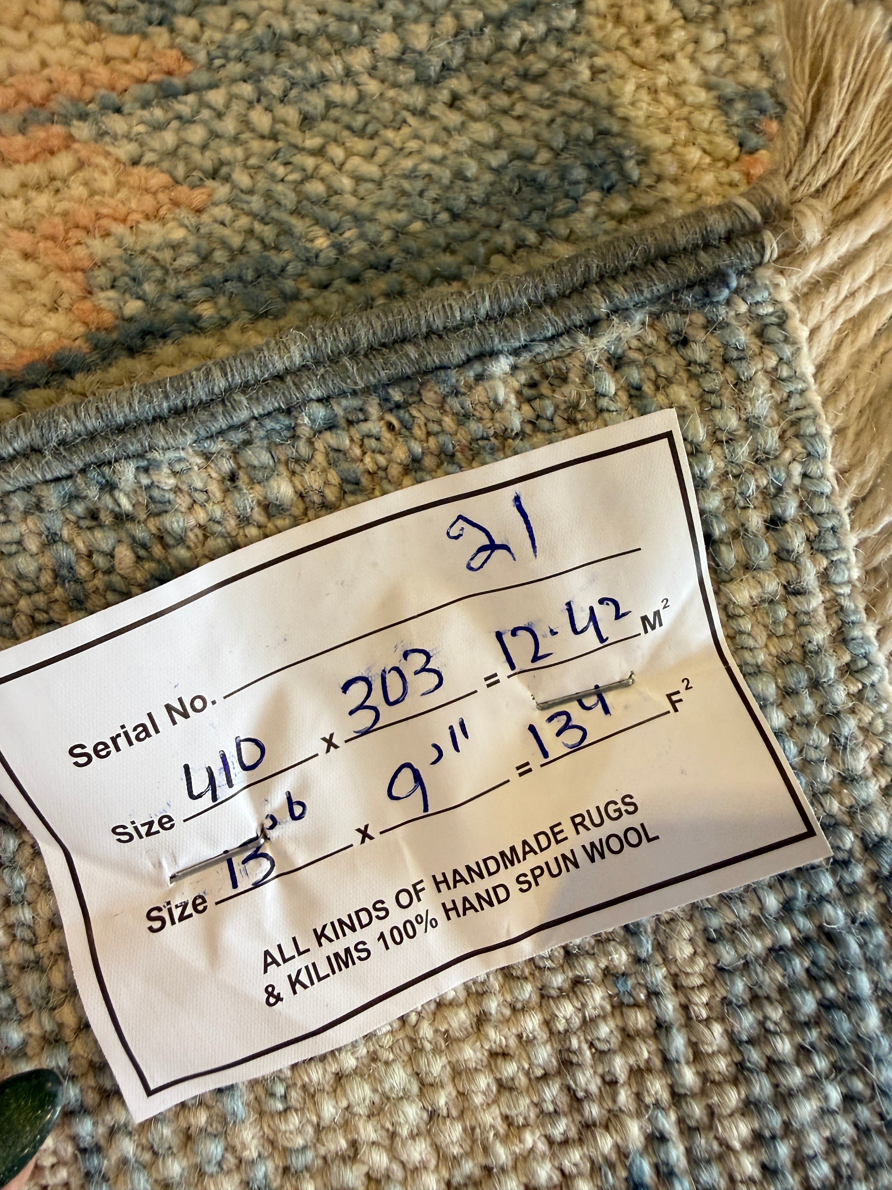 Brianna Tonti 9.11x13.6 Blue Afghani Whitewashed Oushak