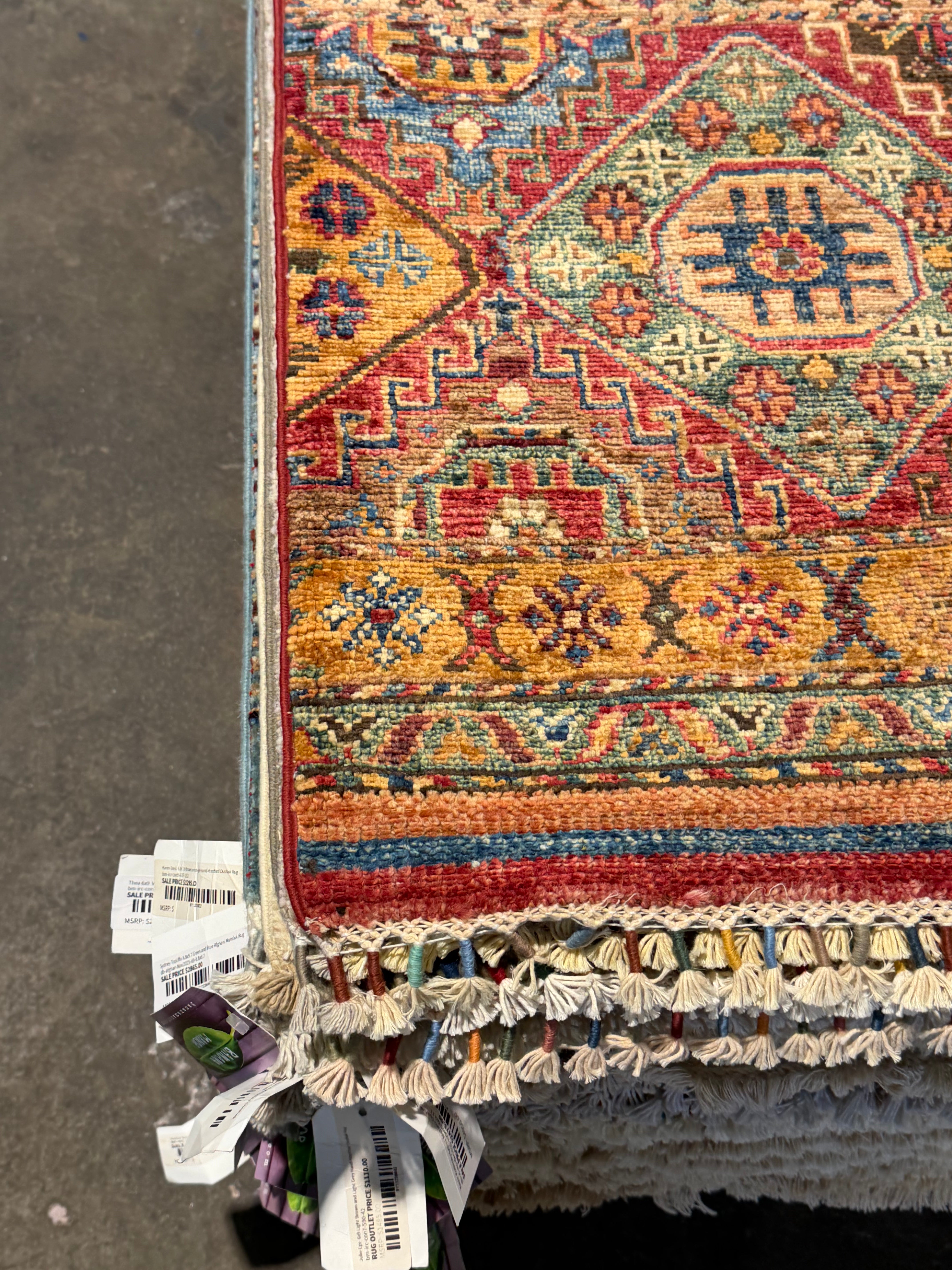 Tiffany Hendra 5.9x8.4 Orange Afghani Khorjin Rug