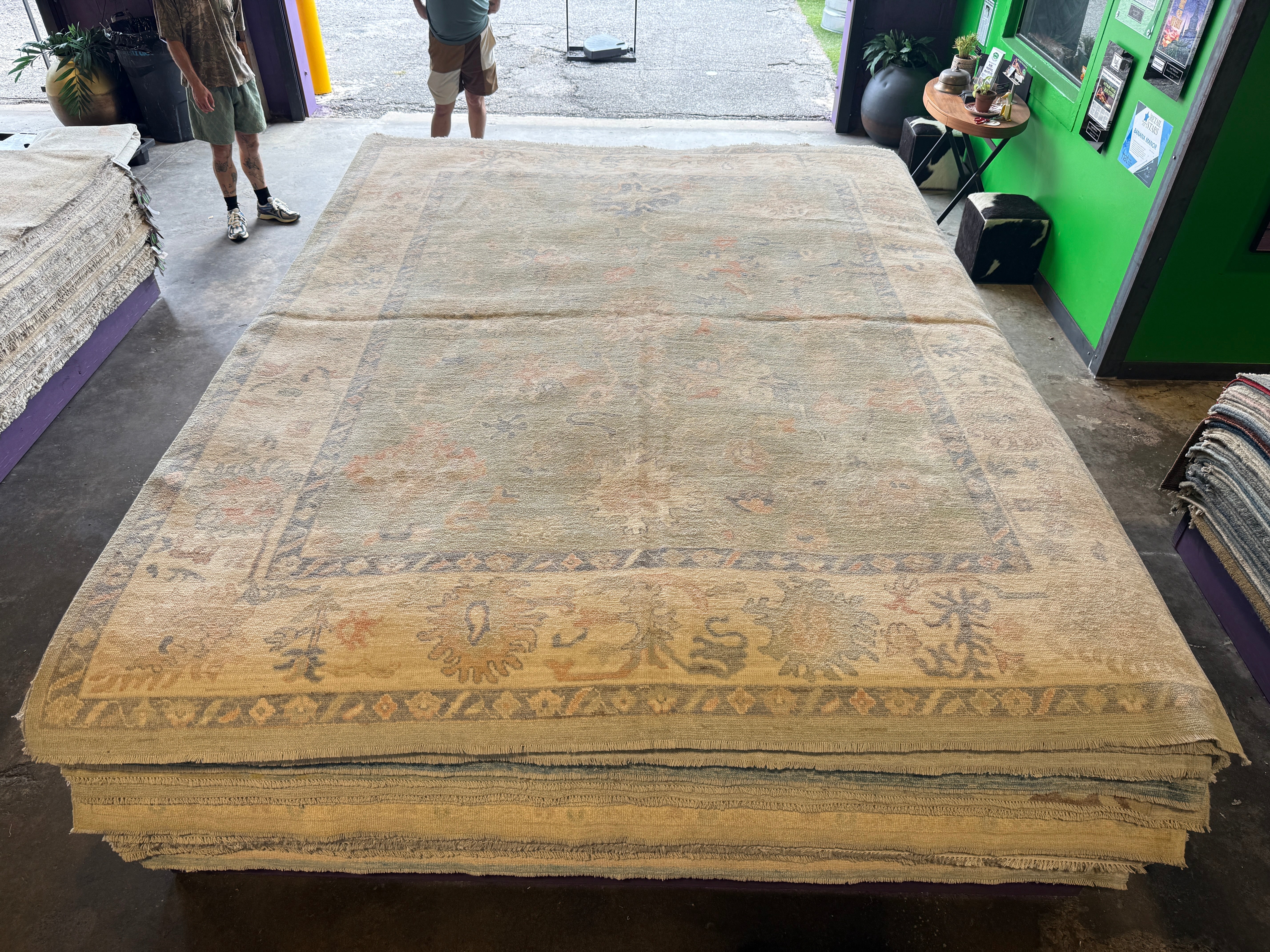 Tara Koehler 8.3x10.1 Blue Afghani Whitewashed Oushak